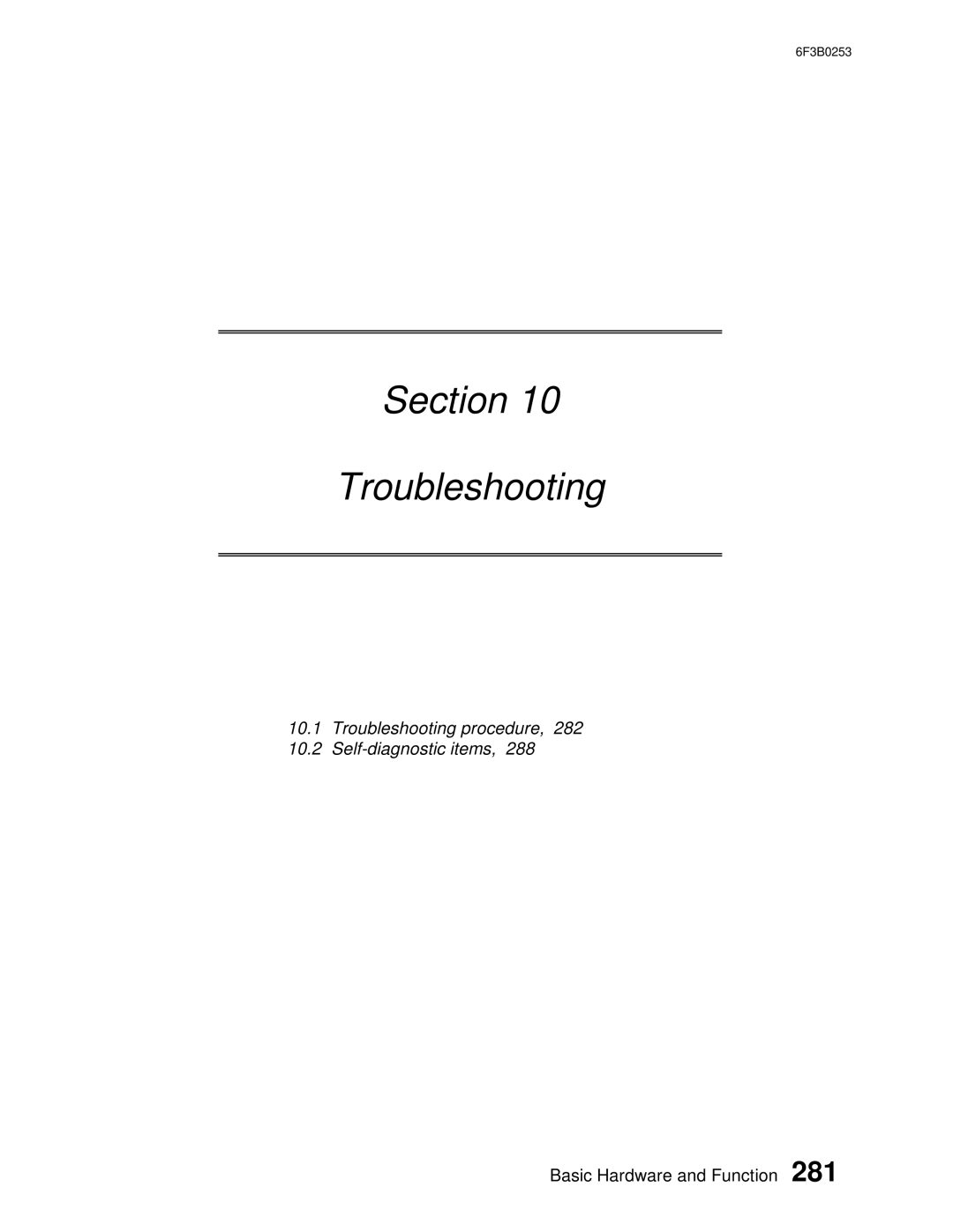 Toshiba 6F3B0253 user manual Section Troubleshooting 