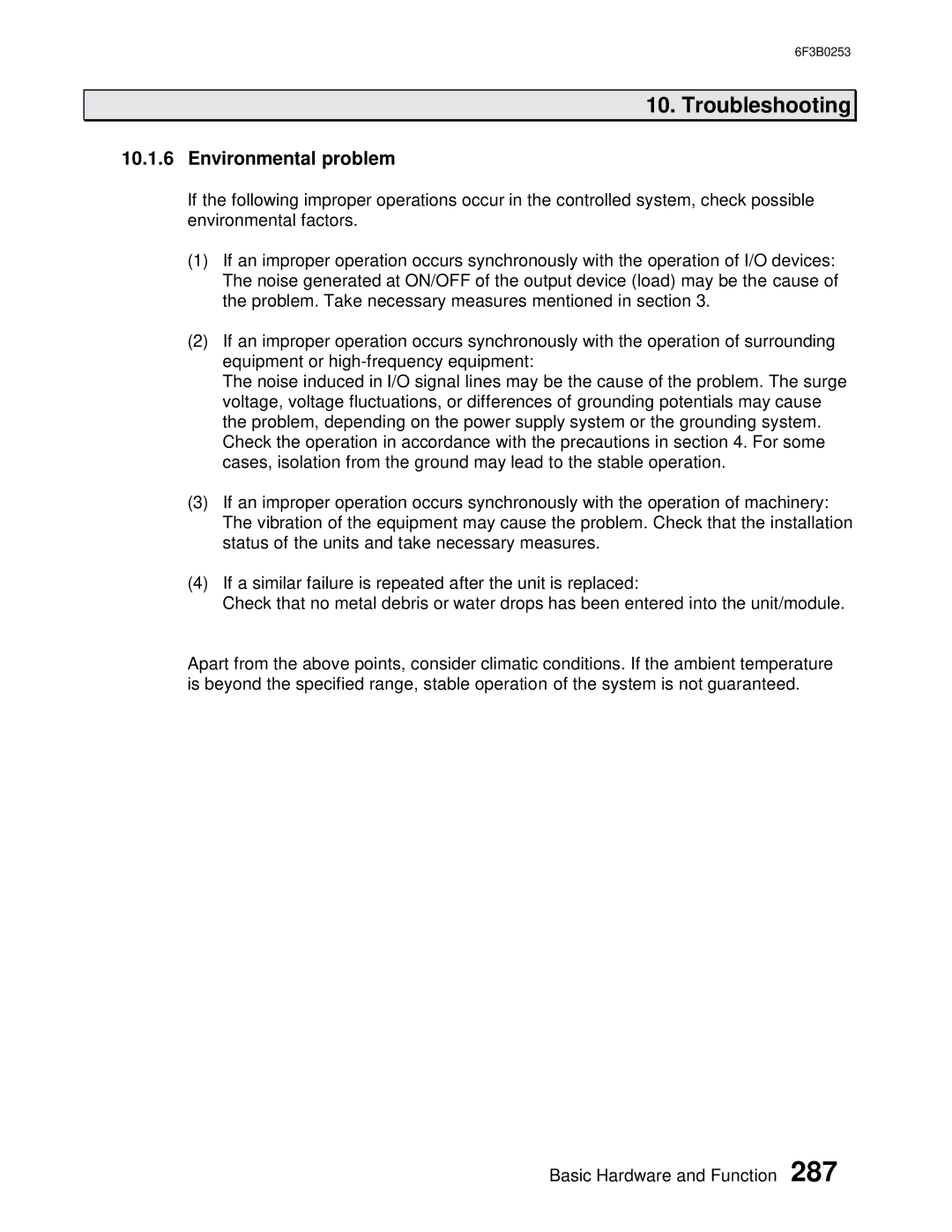 Toshiba 6F3B0253 user manual Environmental problem 