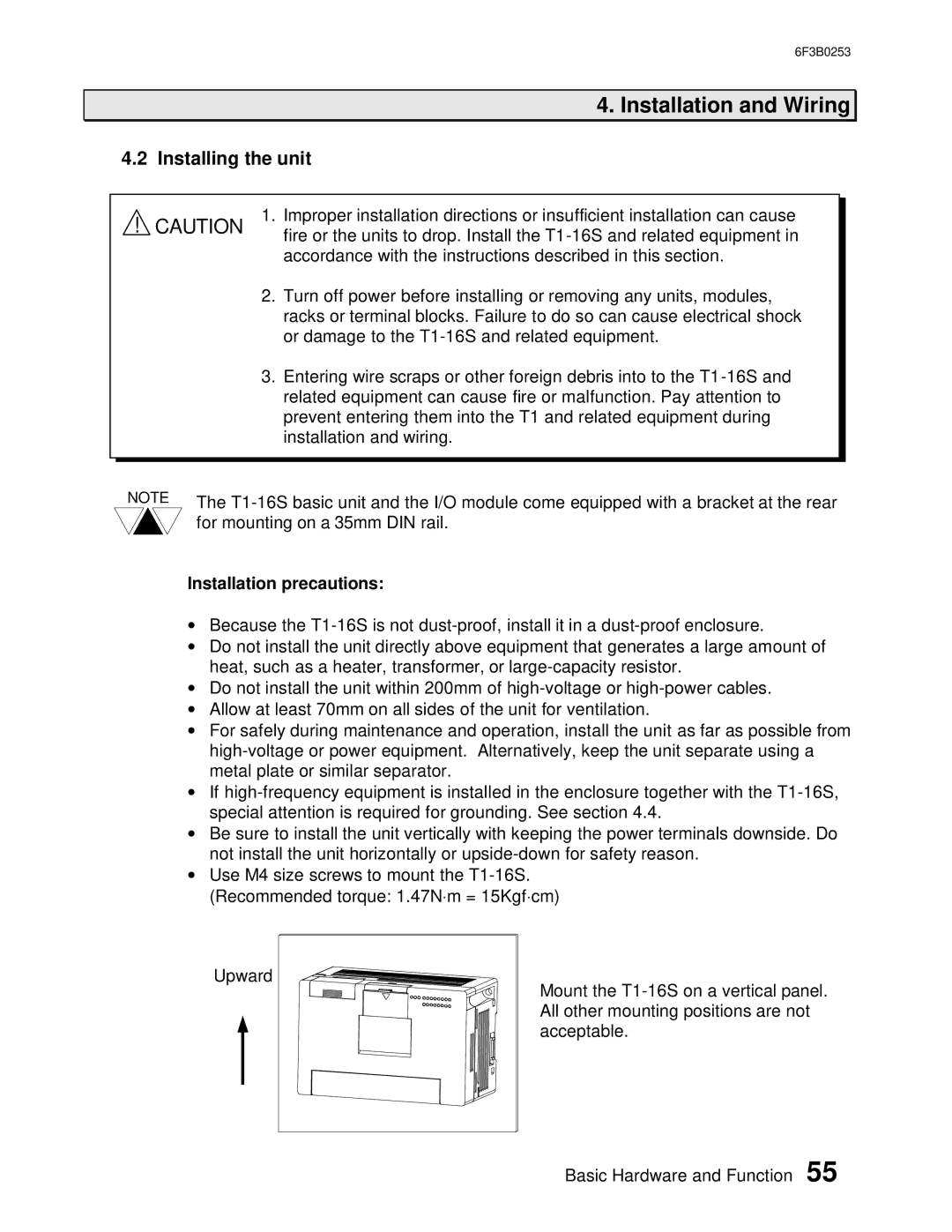 Toshiba 6F3B0253 user manual Installing the unit, Installation precautions 