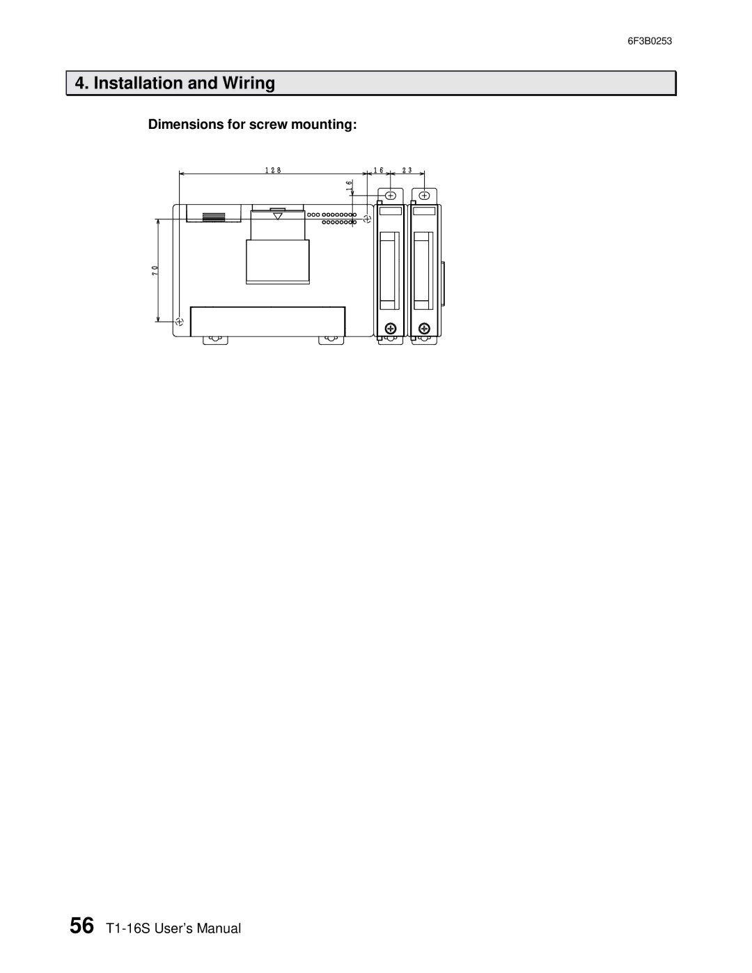 Toshiba 6F3B0253 user manual Dimensions for screw mounting 