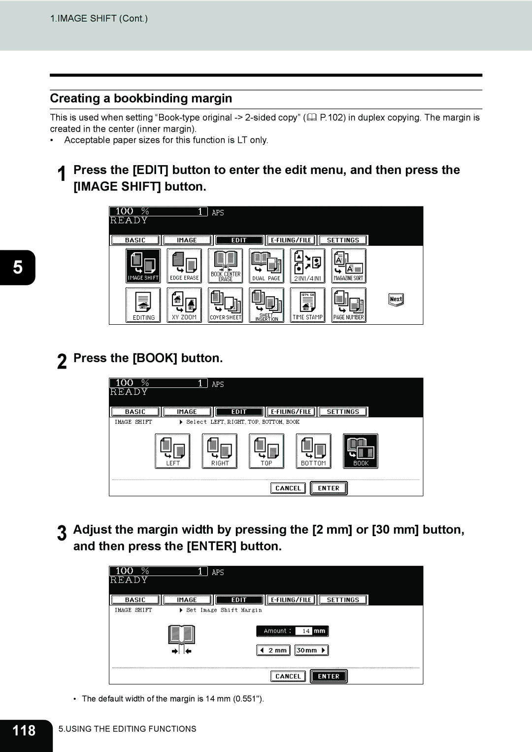 Toshiba 720, 850 manual 118, Creating a bookbinding margin 