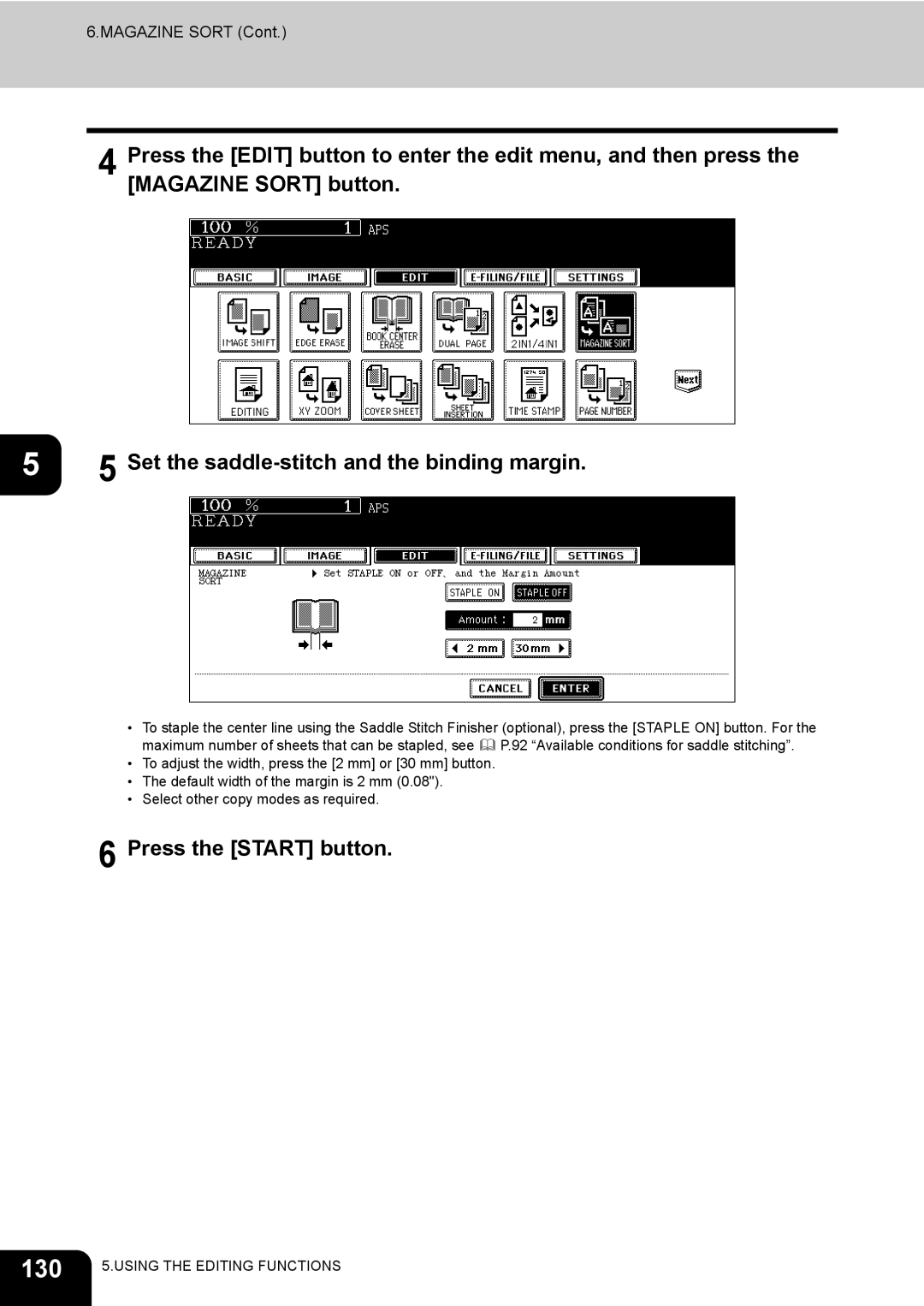 Toshiba 720, 850 manual 130, Press the Start button 