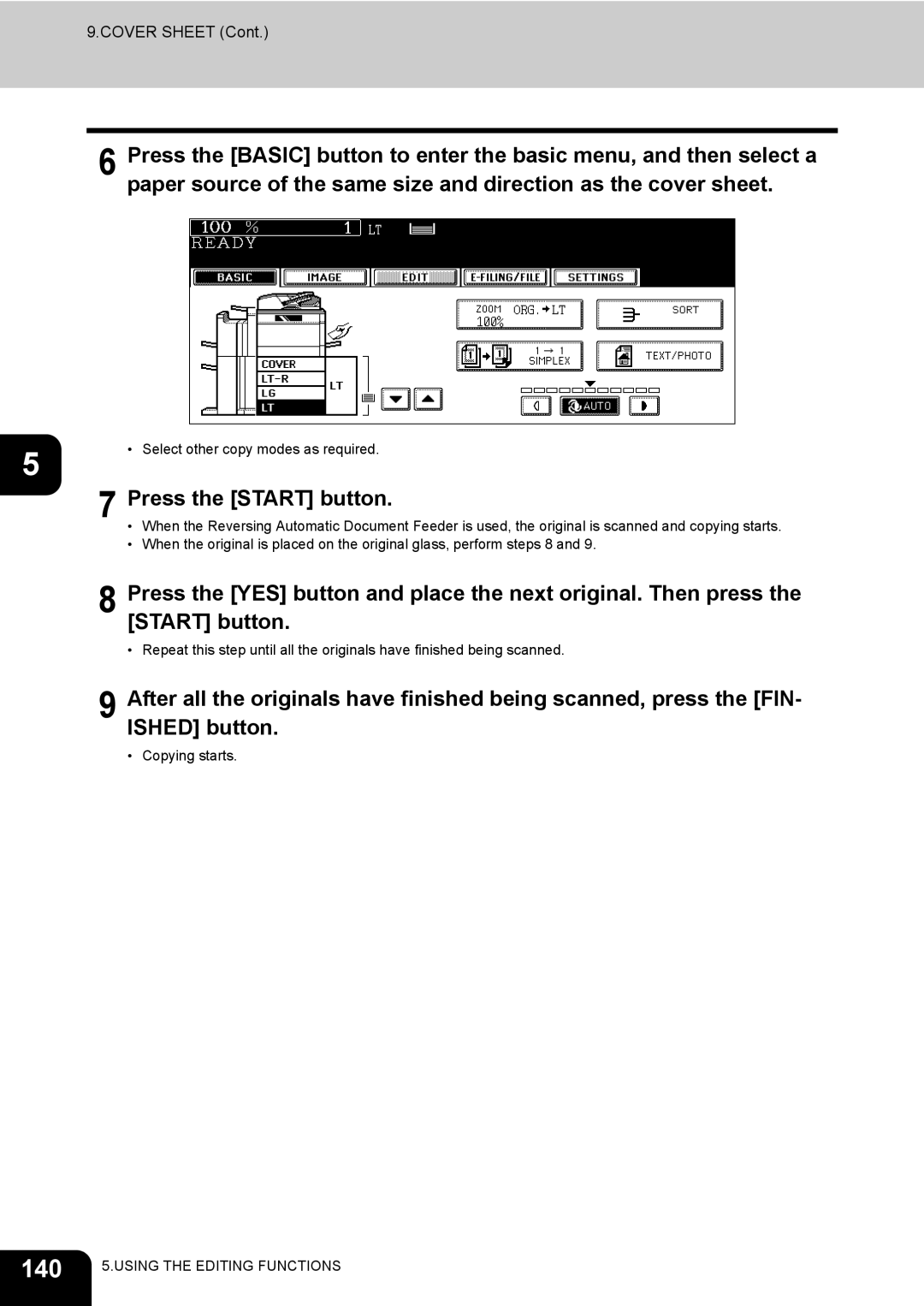 Toshiba 720, 850 manual 140, Press the Start button 