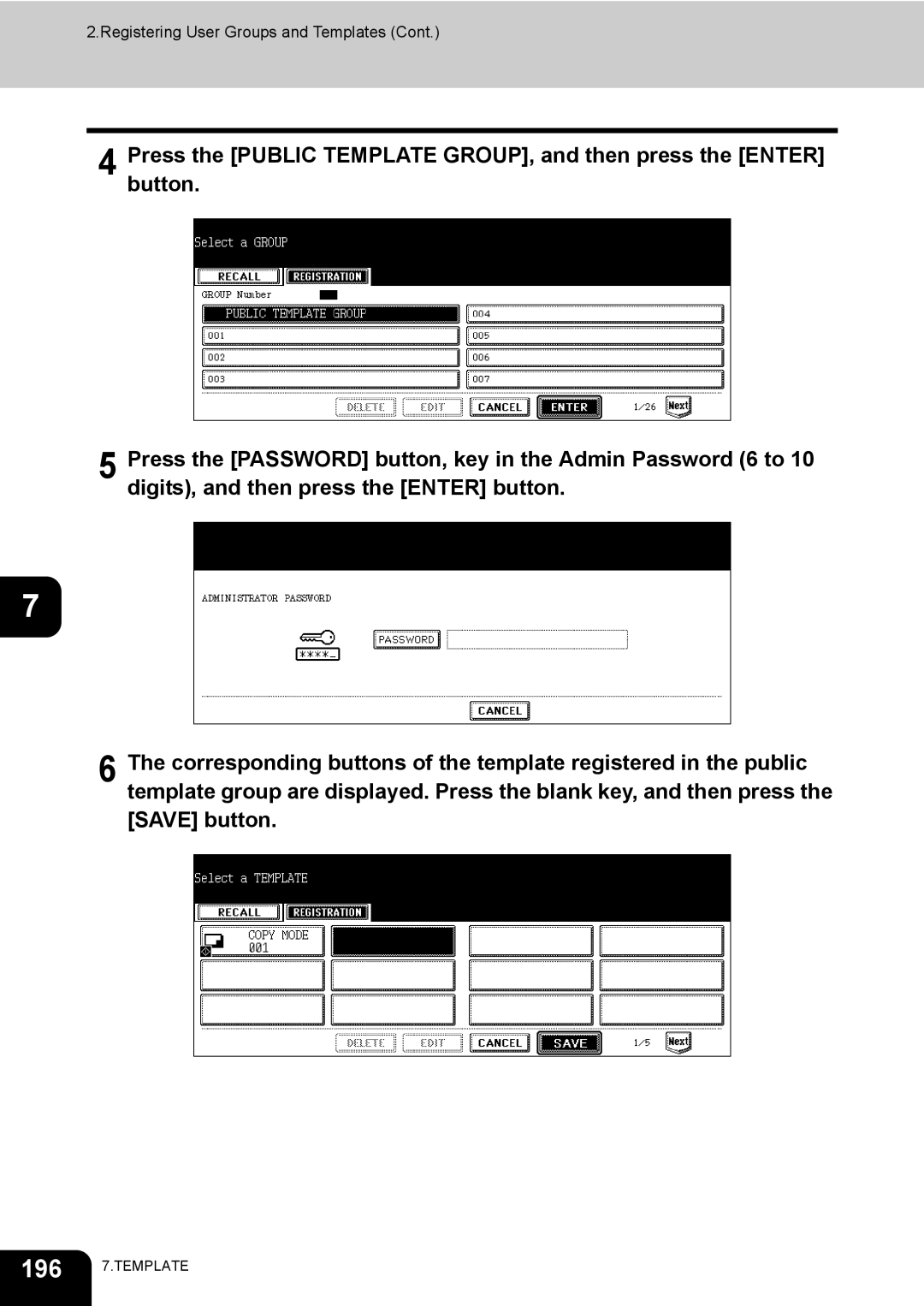 Toshiba 720, 850 manual 196 7.TEMPLATE 