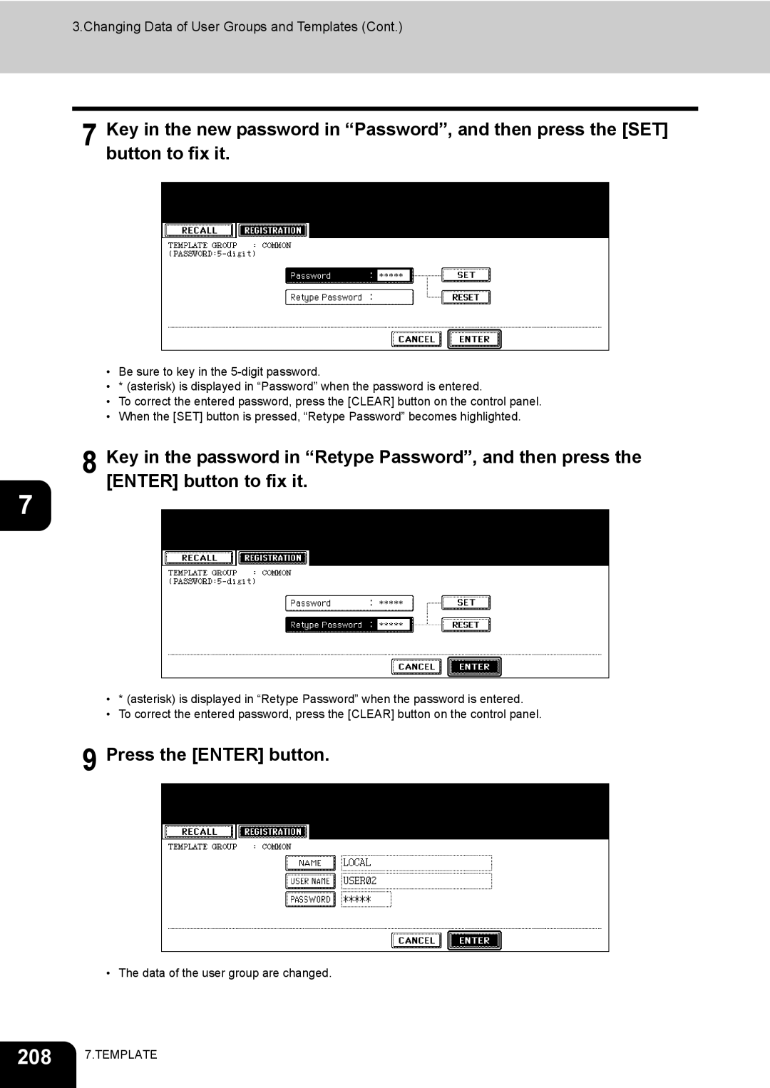 Toshiba 720, 850 manual 208 7.TEMPLATE 