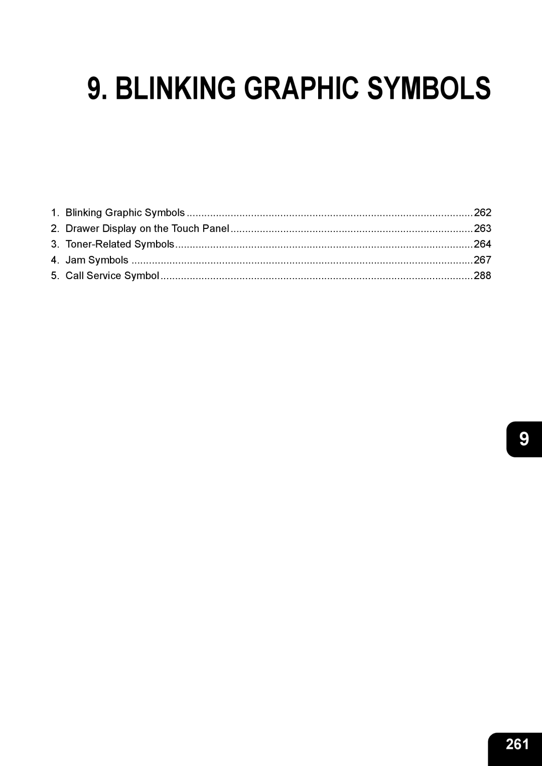Toshiba 850, 720 manual Blinking Graphic Symbols, 261 