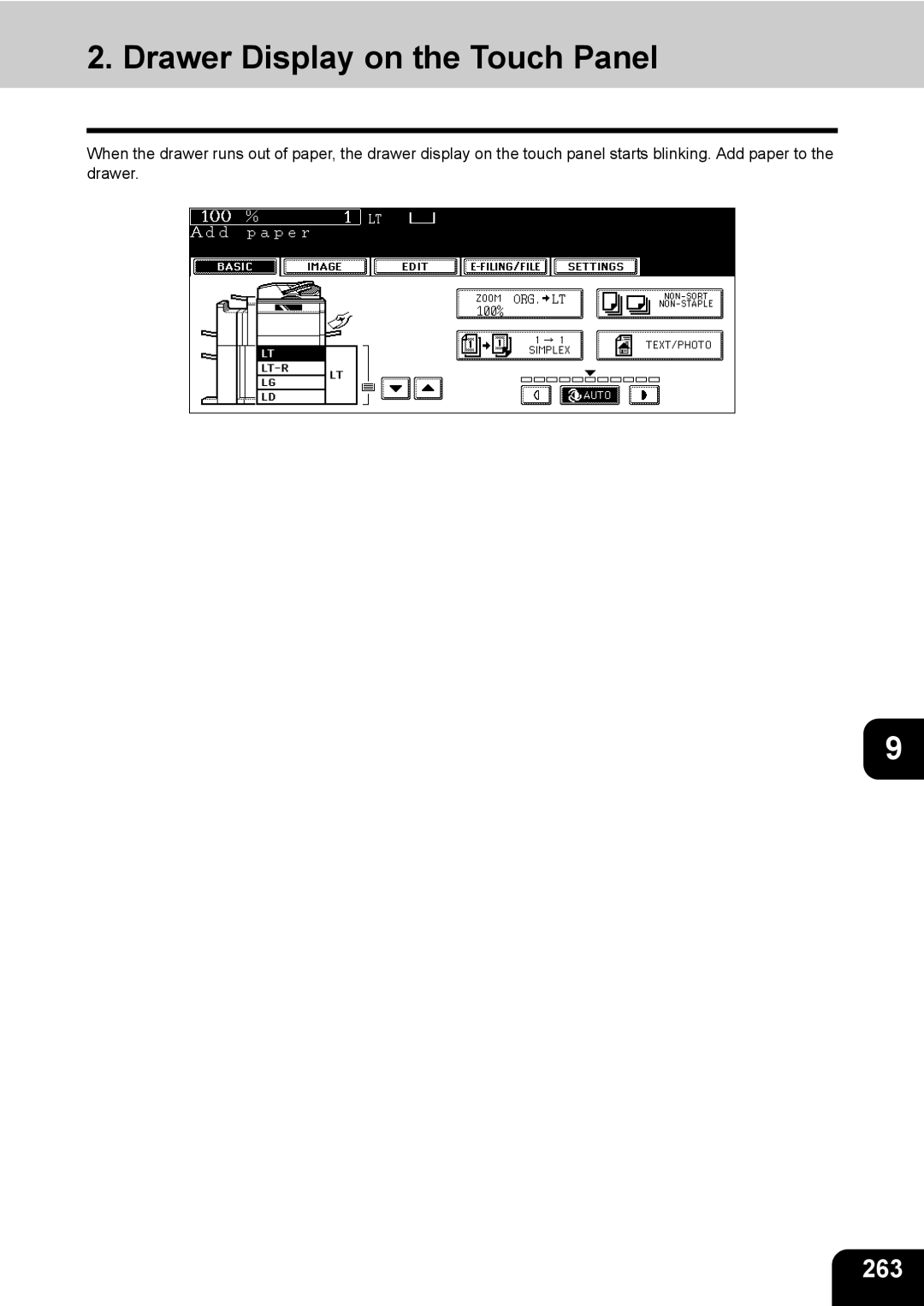 Toshiba 850, 720 manual Drawer Display on the Touch Panel, 263 