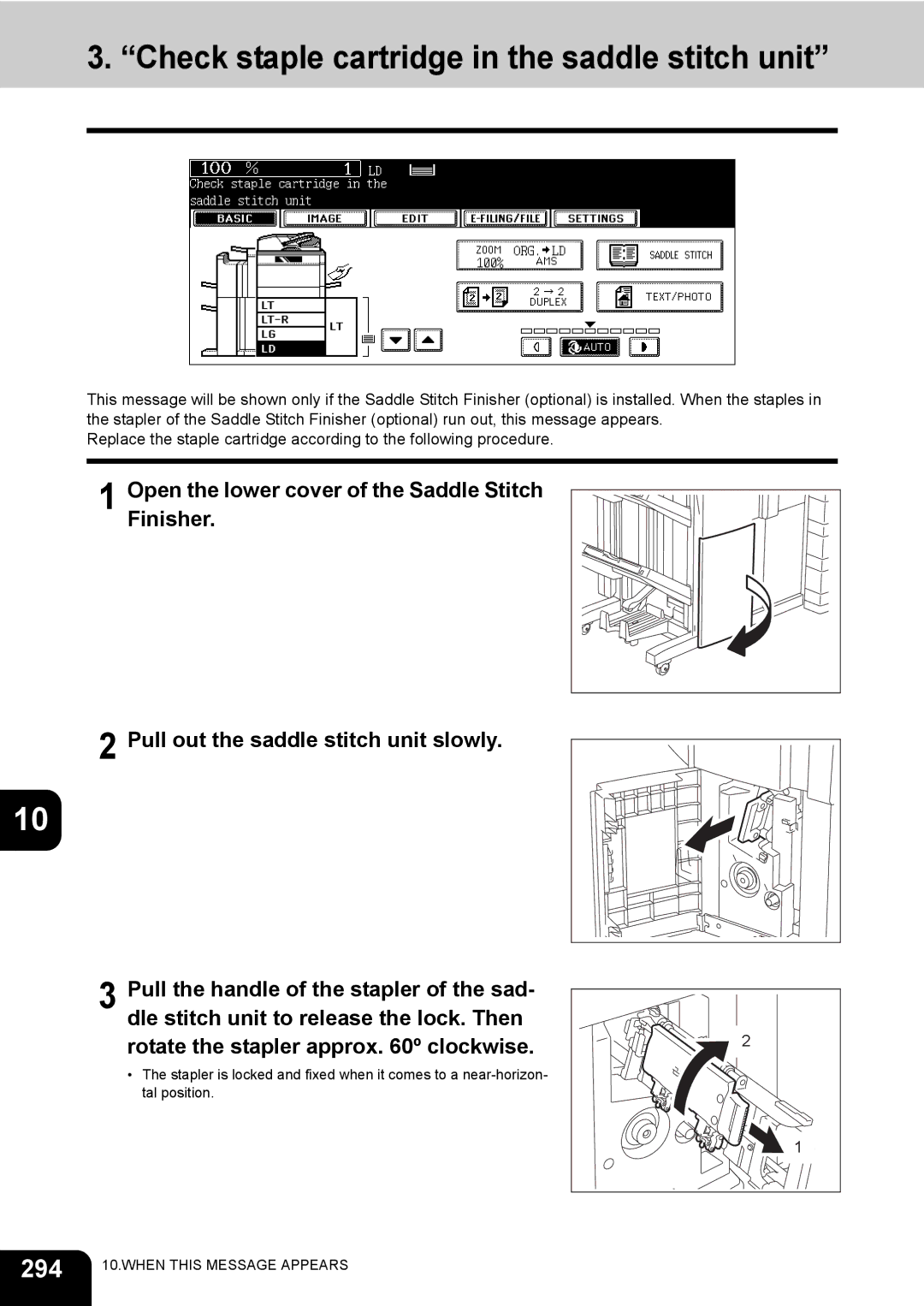 Toshiba 720, 850 manual Check staple cartridge in the saddle stitch unit, 294 