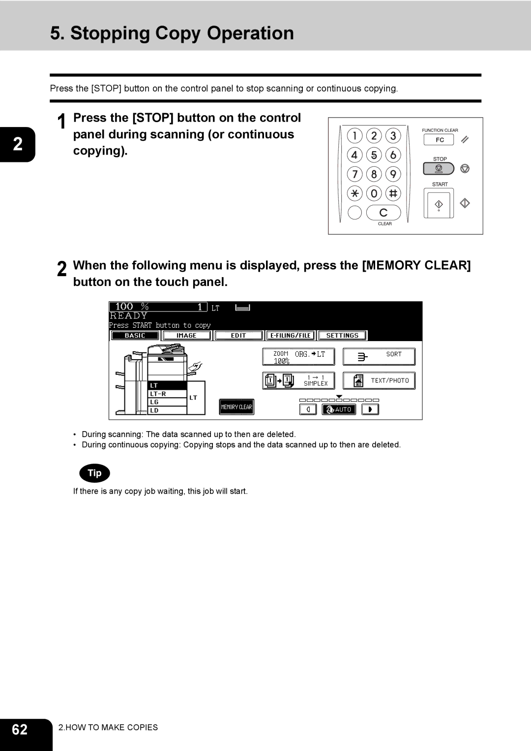 Toshiba 720, 850 manual Stopping Copy Operation 