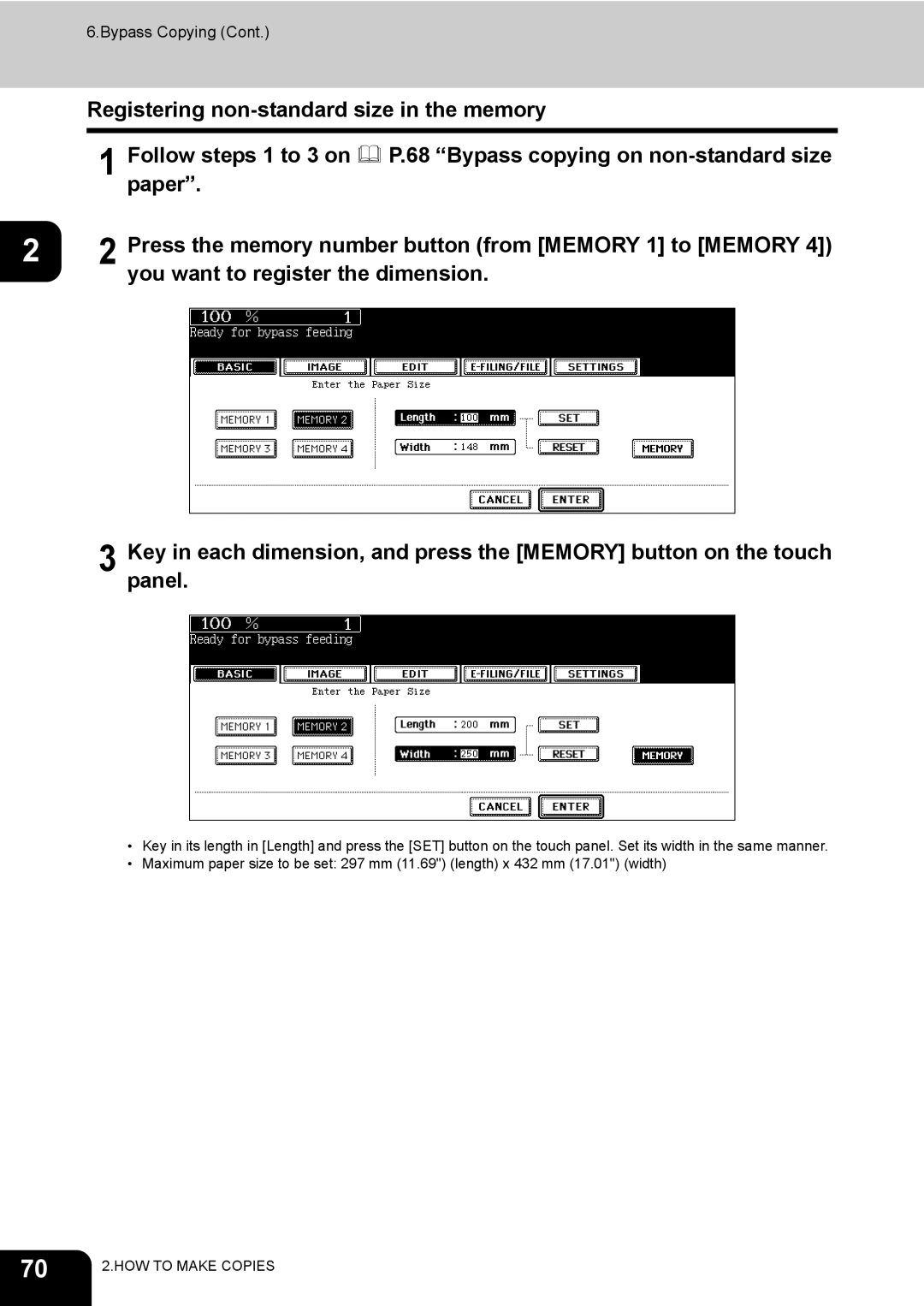 Toshiba 720, 850 manual Bypass Copying 