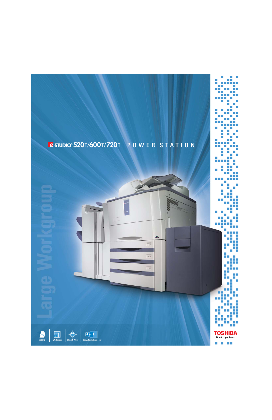 Toshiba 520T, 720T manual 4 in, P O W E R S T A T I O N, 52/60/72, Workgroup, Black & White, Copy / Print / Scan / Fax 