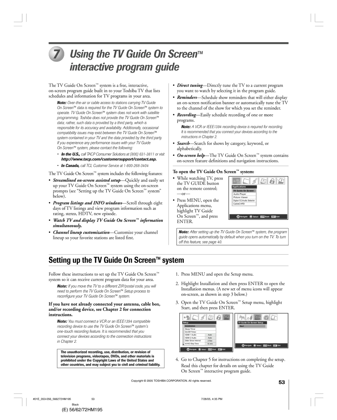 Toshiba 62HM195, 72HM195 owner manual To open the TV Guide On Screenª system, Rating, stereo, HDTV, new episode 