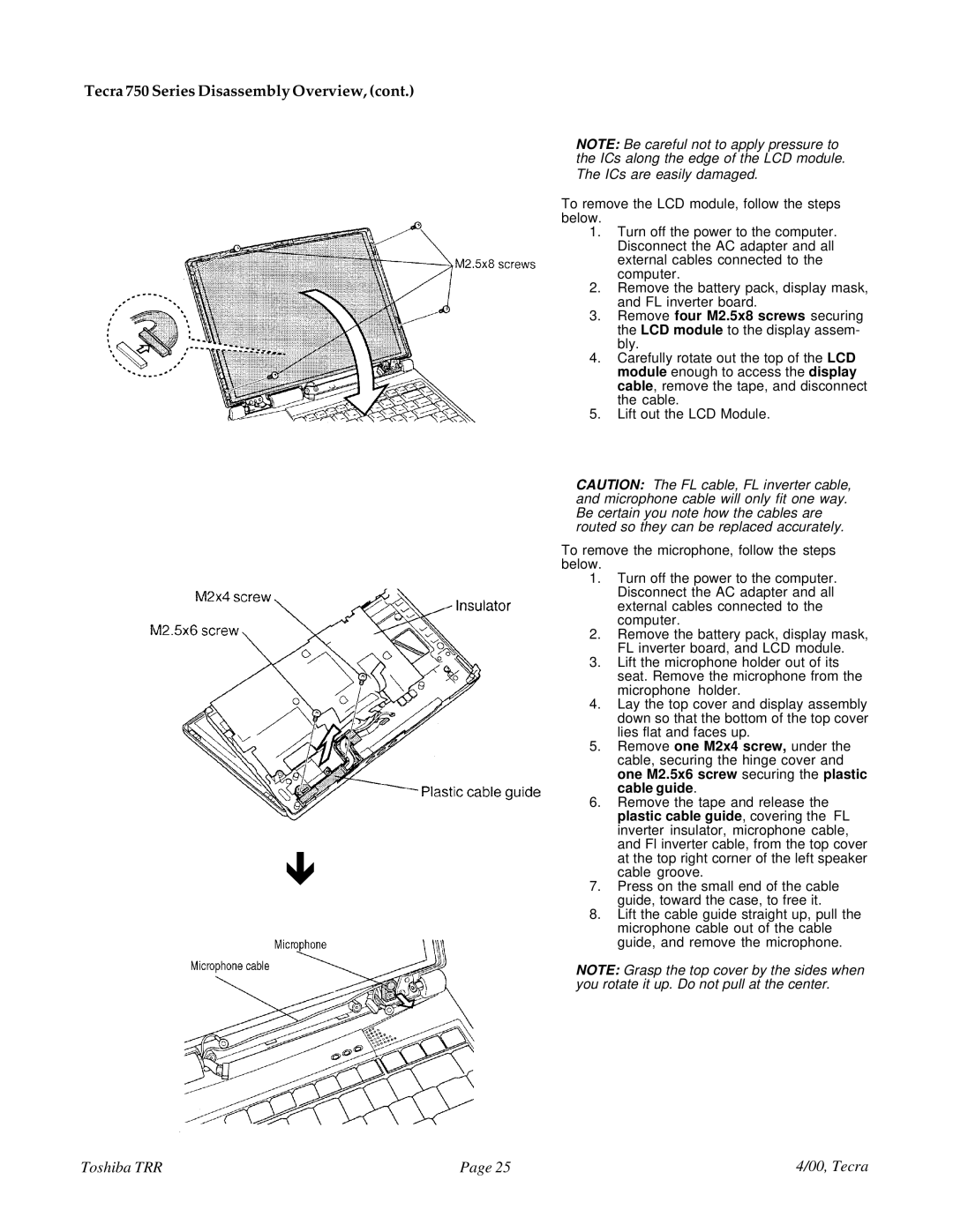 Toshiba 750 manual ICs are easily damaged 