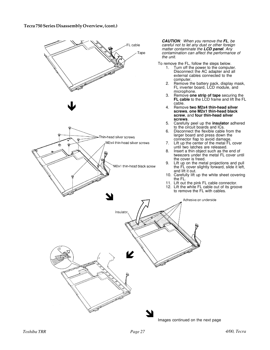 Toshiba manual Tecra 750 Series Disassembly Overview 