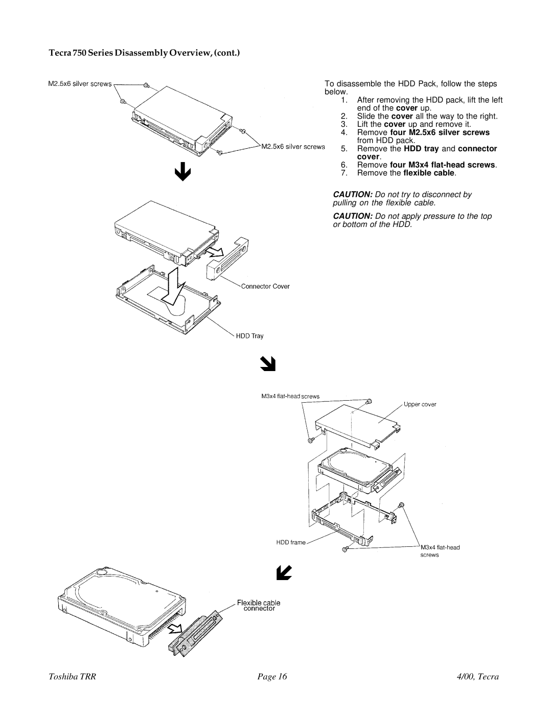 Toshiba manual Tecra 750 Series Disassembly Overview 