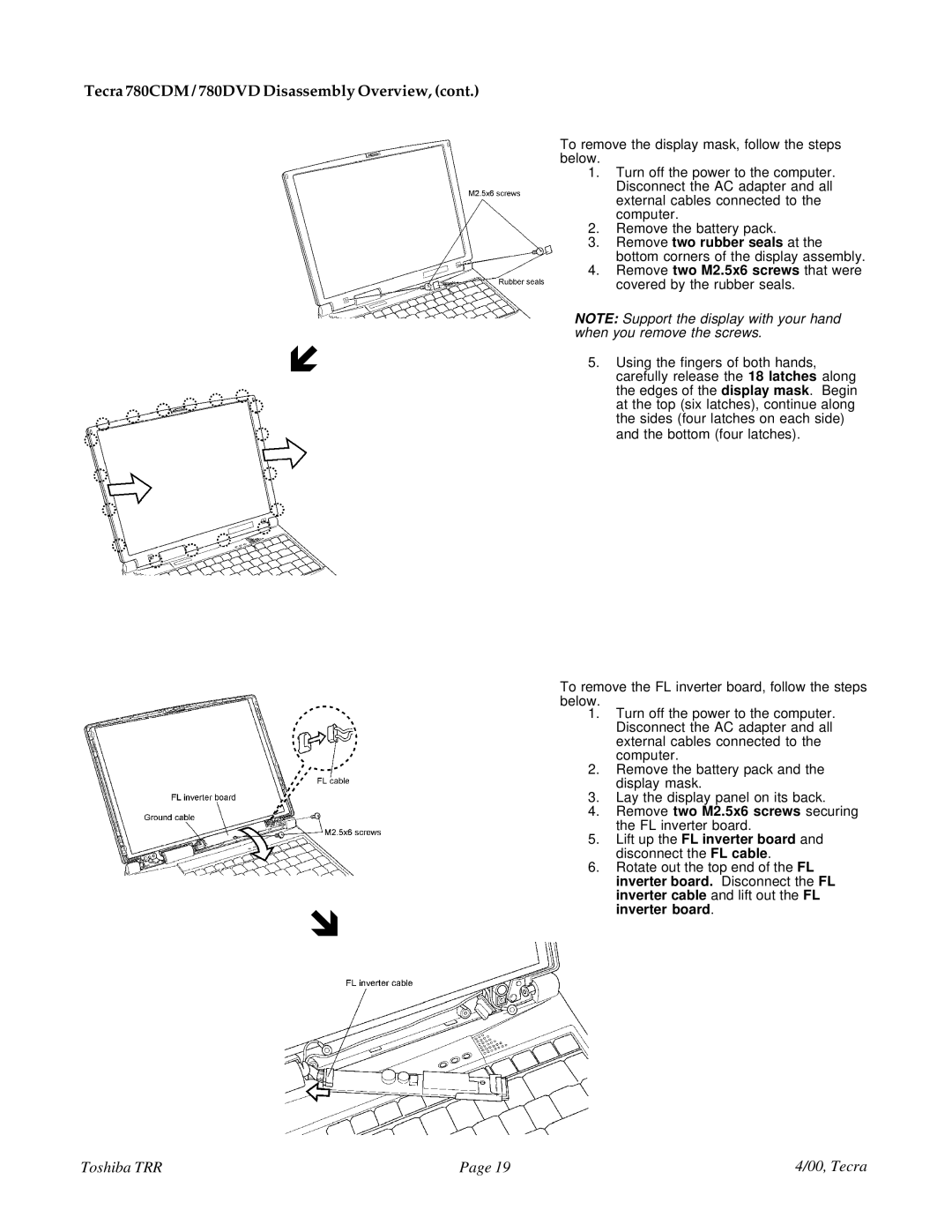 Toshiba manual Tecra 780CDM / 780DVD Disassembly Overview 