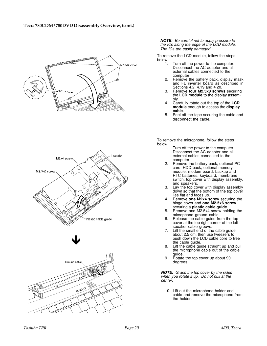 Toshiba 780DVD manual ICs are easily damaged 