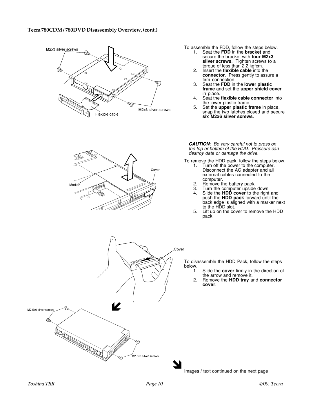 Toshiba 780DVD manual Images / text on the next 