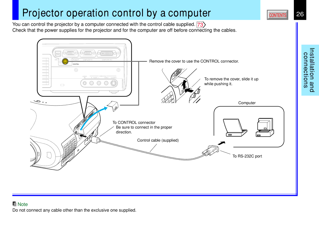 Toshiba 790, 791 manual Projector operation control by a computer, Computer 