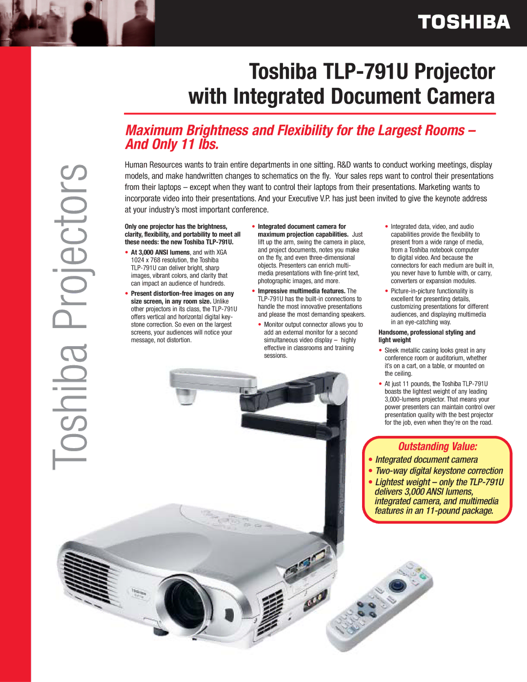 Toshiba manual Toshiba TLP-791U Projector with Integrated Document Camera 