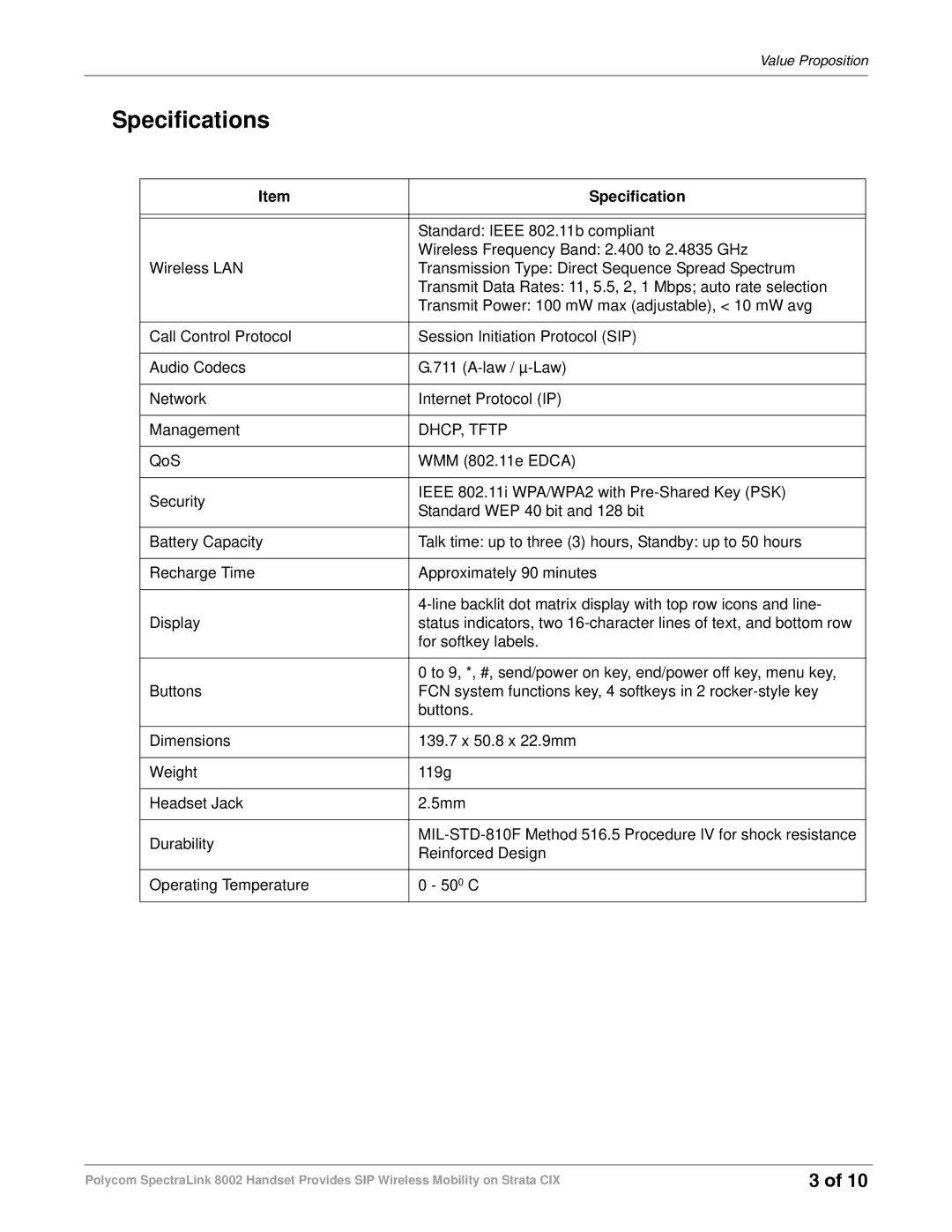 Toshiba 8002 manual Specifications 