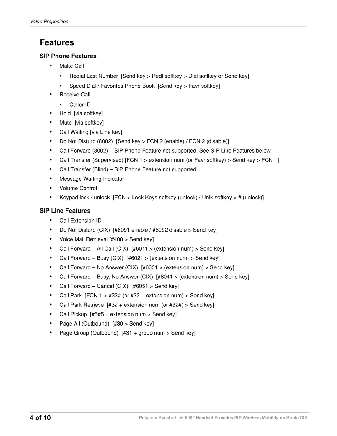 Toshiba 8002 manual SIP Phone Features 