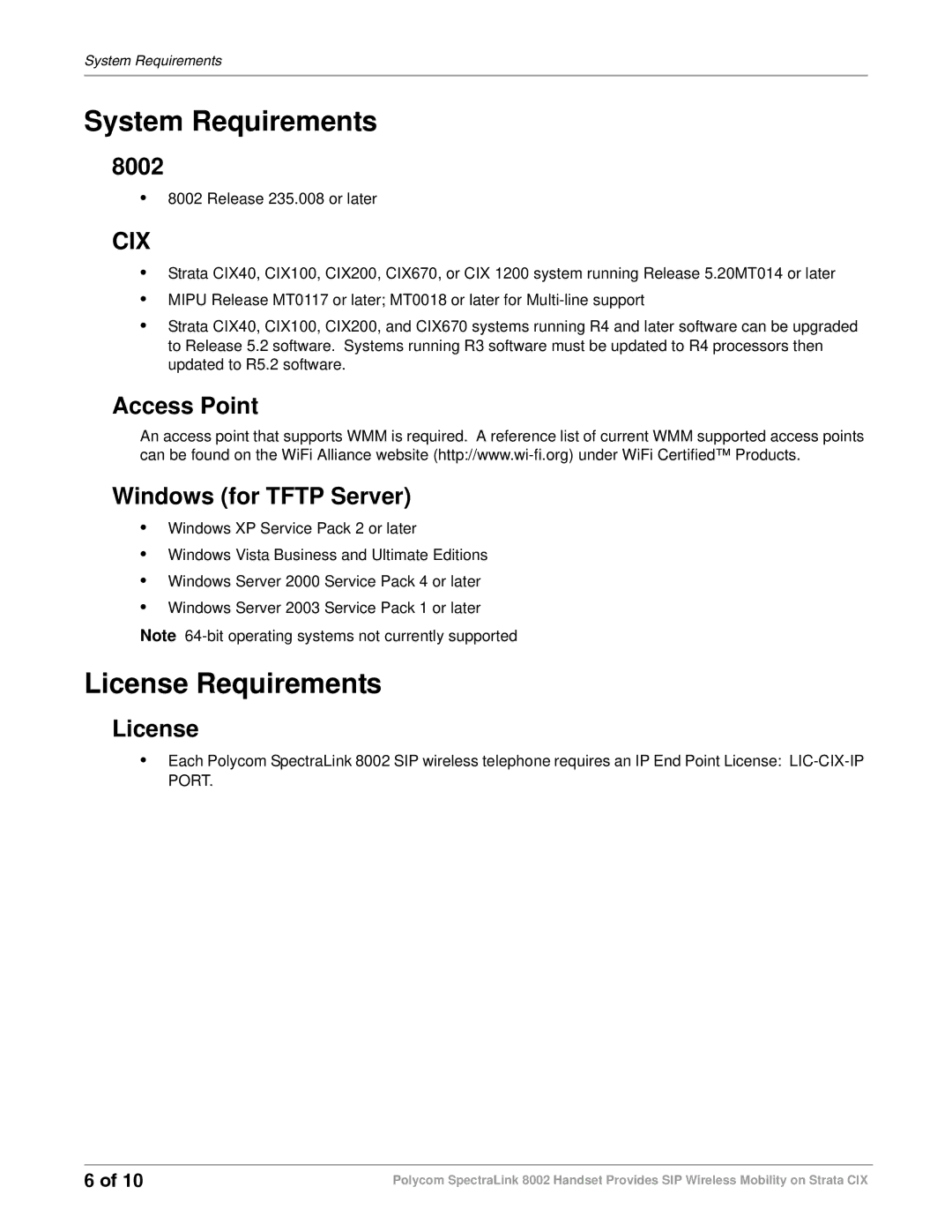 Toshiba 8002 manual System Requirements, License Requirements, Access Point Windows for Tftp Server 