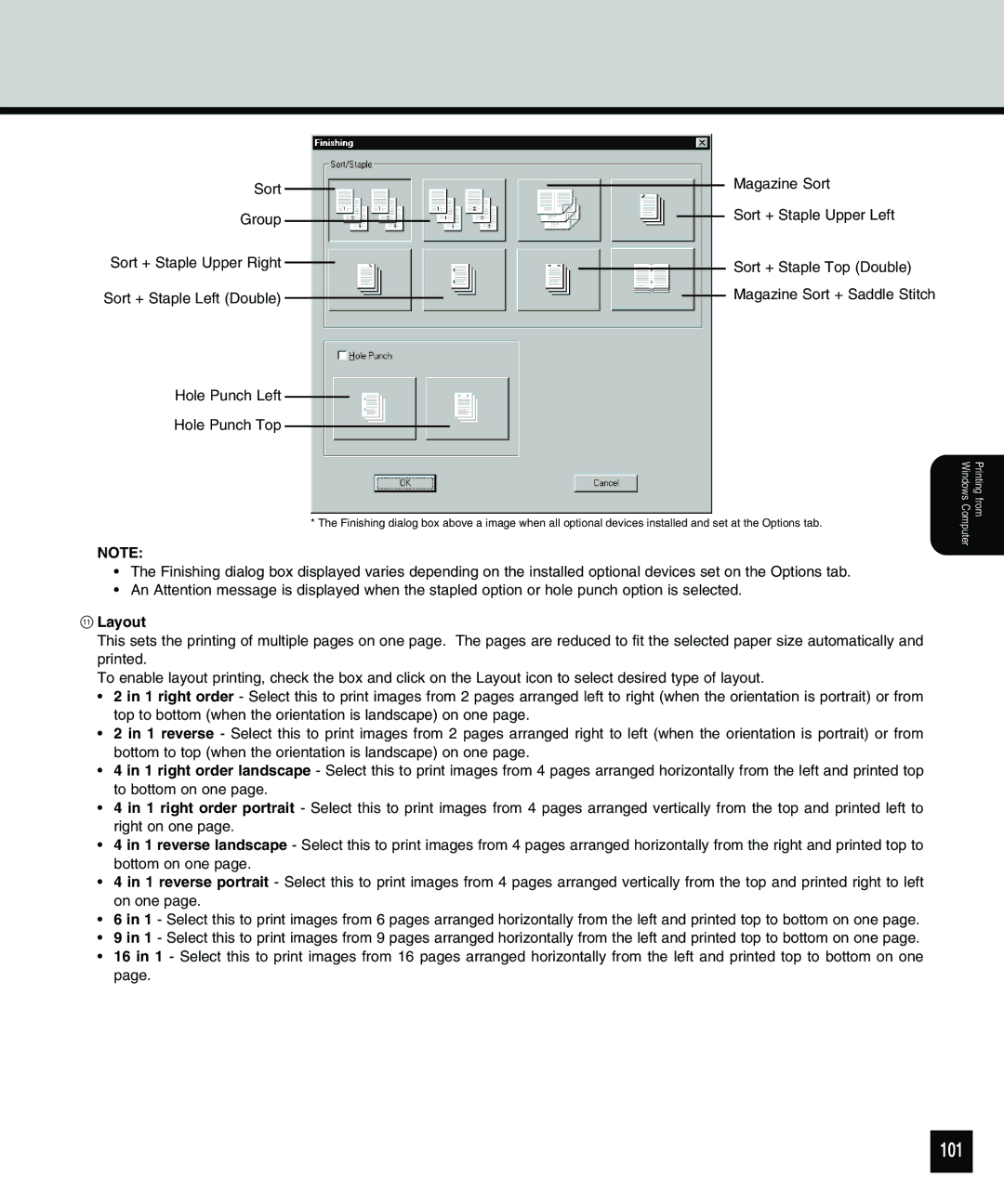 Toshiba 810 manual 101, Layout 