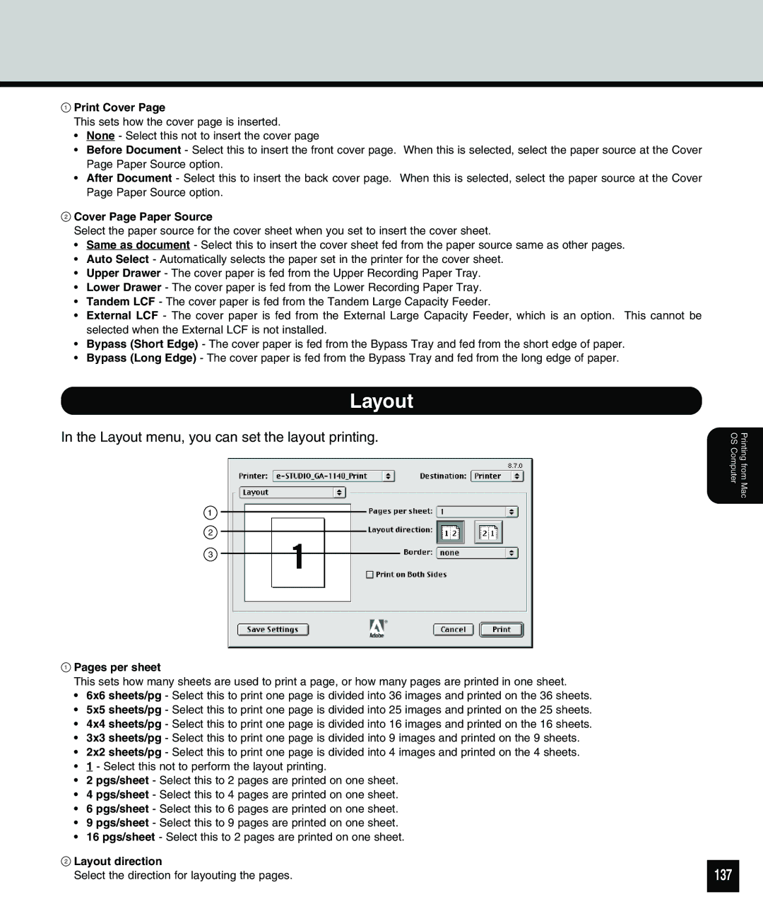 Toshiba 810 manual Layout, 137 