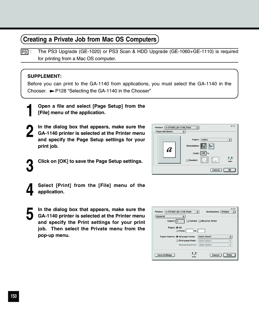 Toshiba 810 manual Creating a Private Job from Mac OS Computers, 150 