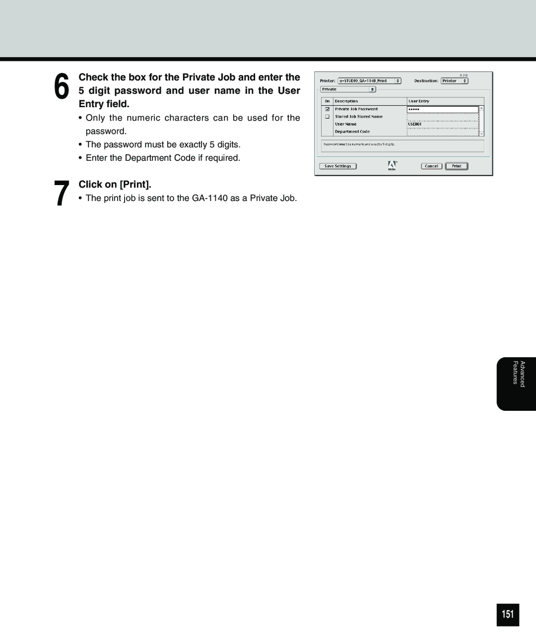 Toshiba 810 manual 151, Digit password and user name in the User, Entry field 