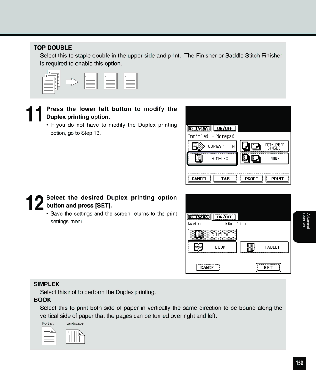 Toshiba 810 manual 159, TOP Double 