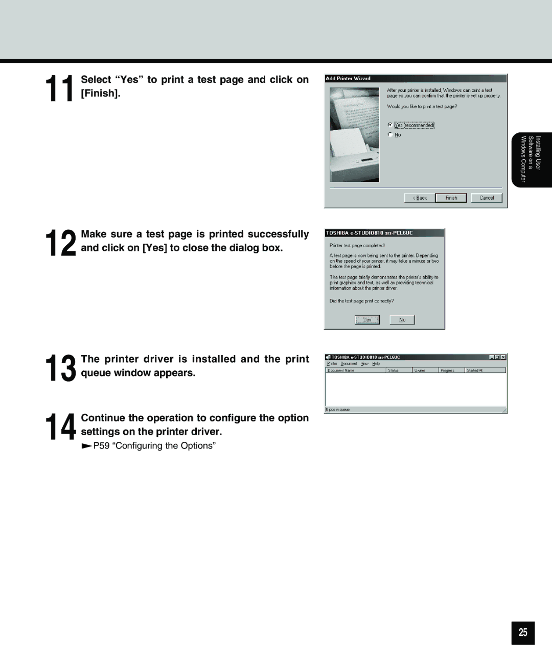 Toshiba 810 manual Select Yes to print a test page and click on Finish 