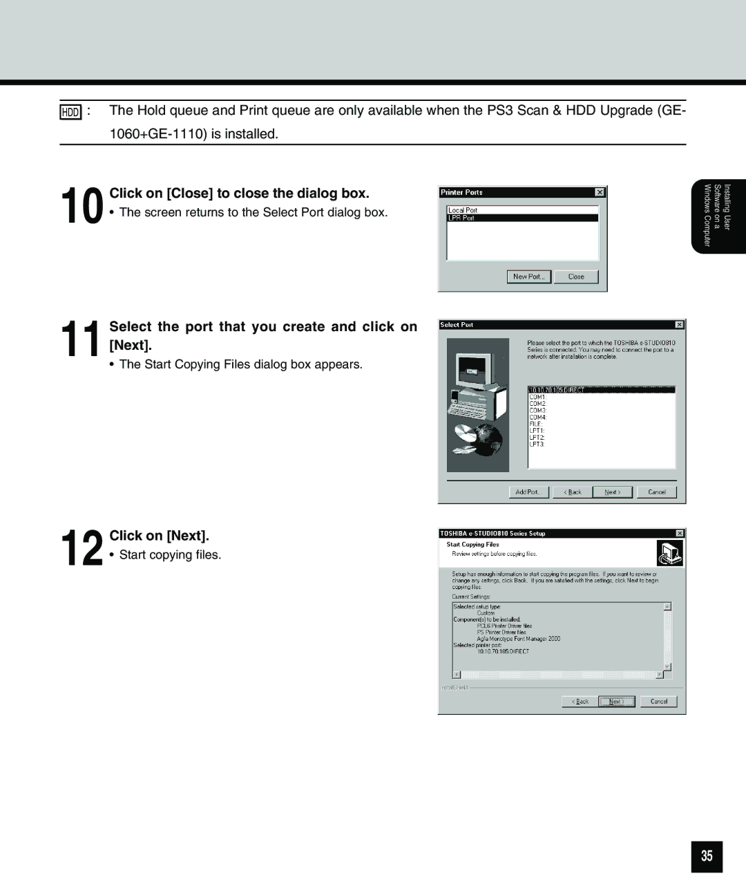 Toshiba 810 manual Click on Close to close the dialog box 