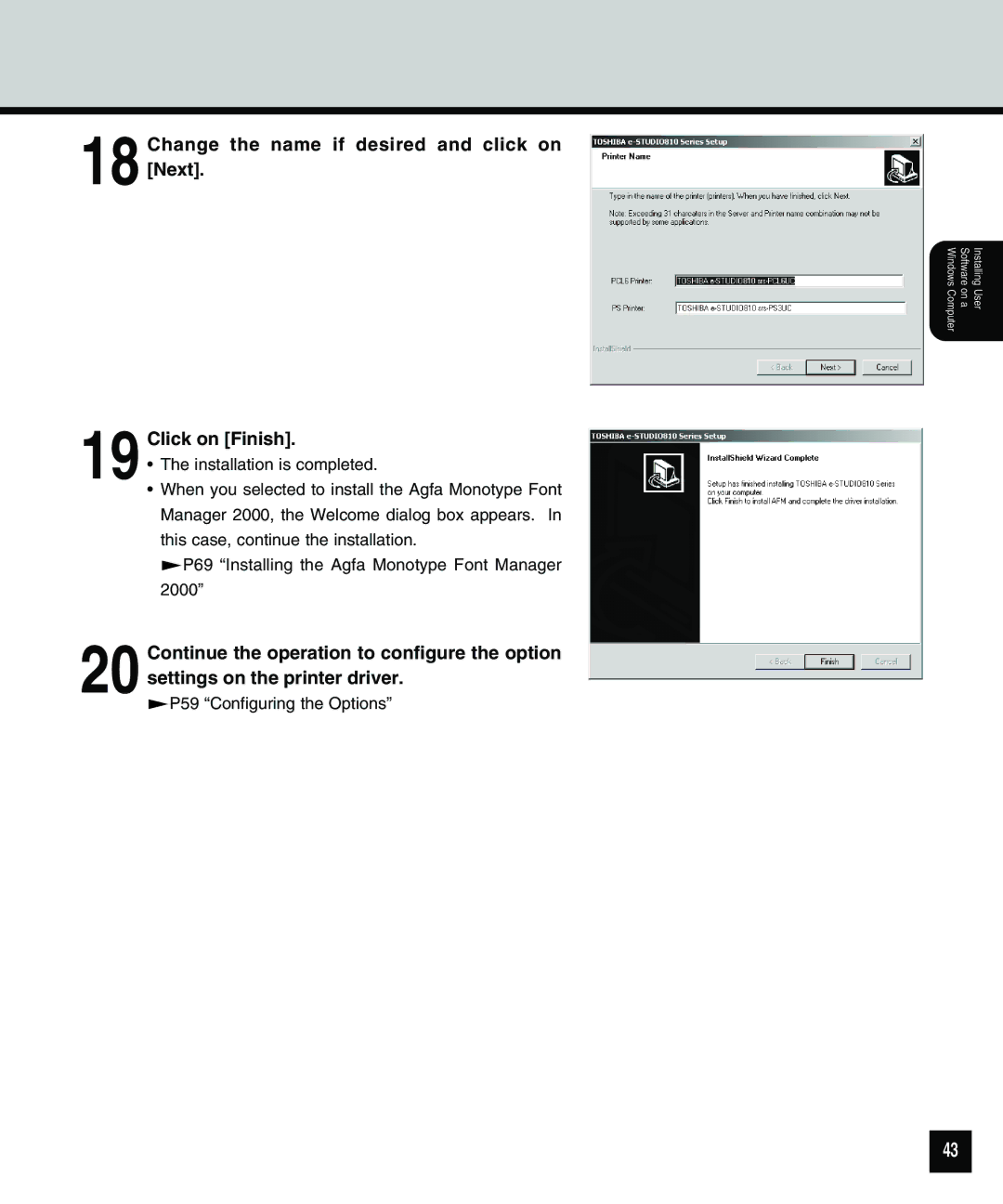 Toshiba 810 manual Change the name if desired and click on Next 