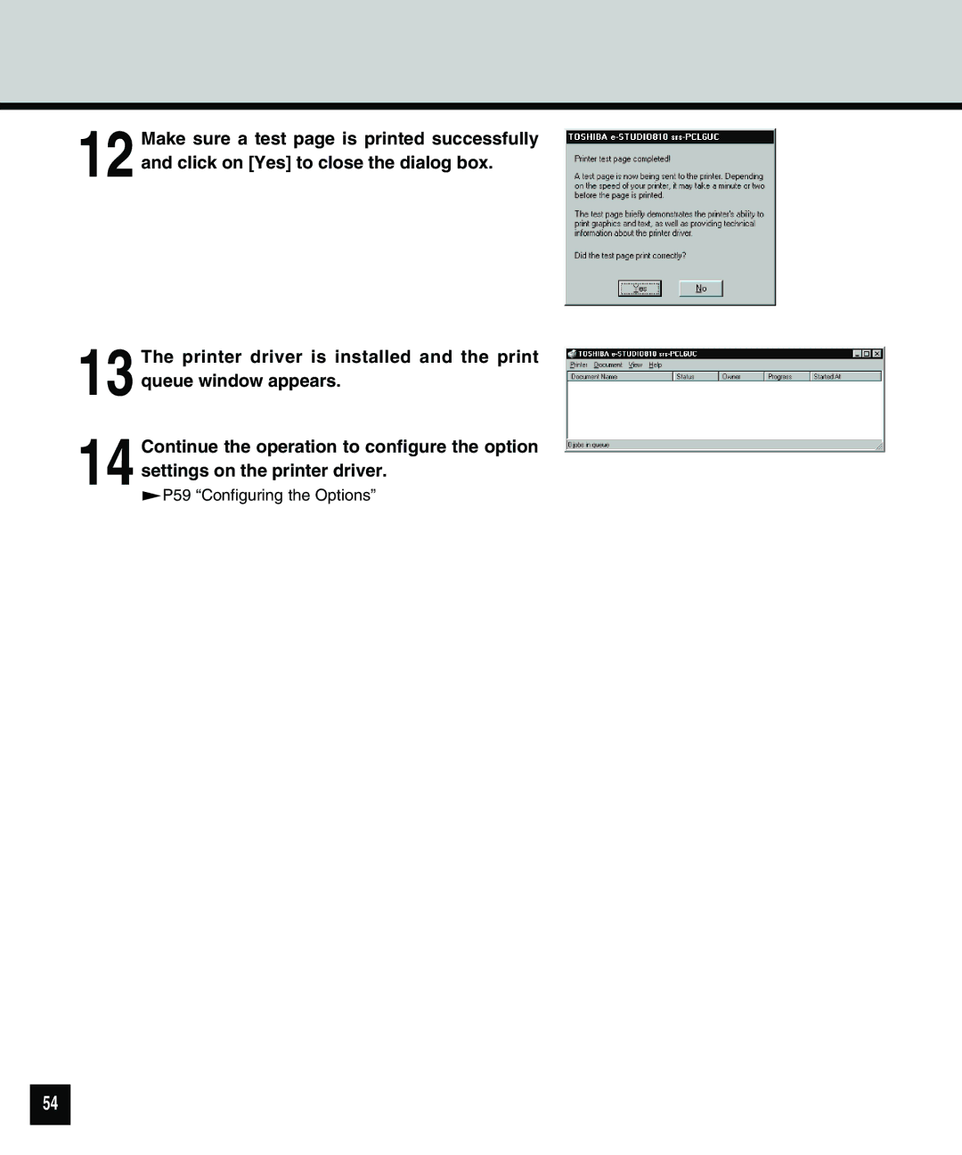 Toshiba 810 manual P59 Configuring the Options 