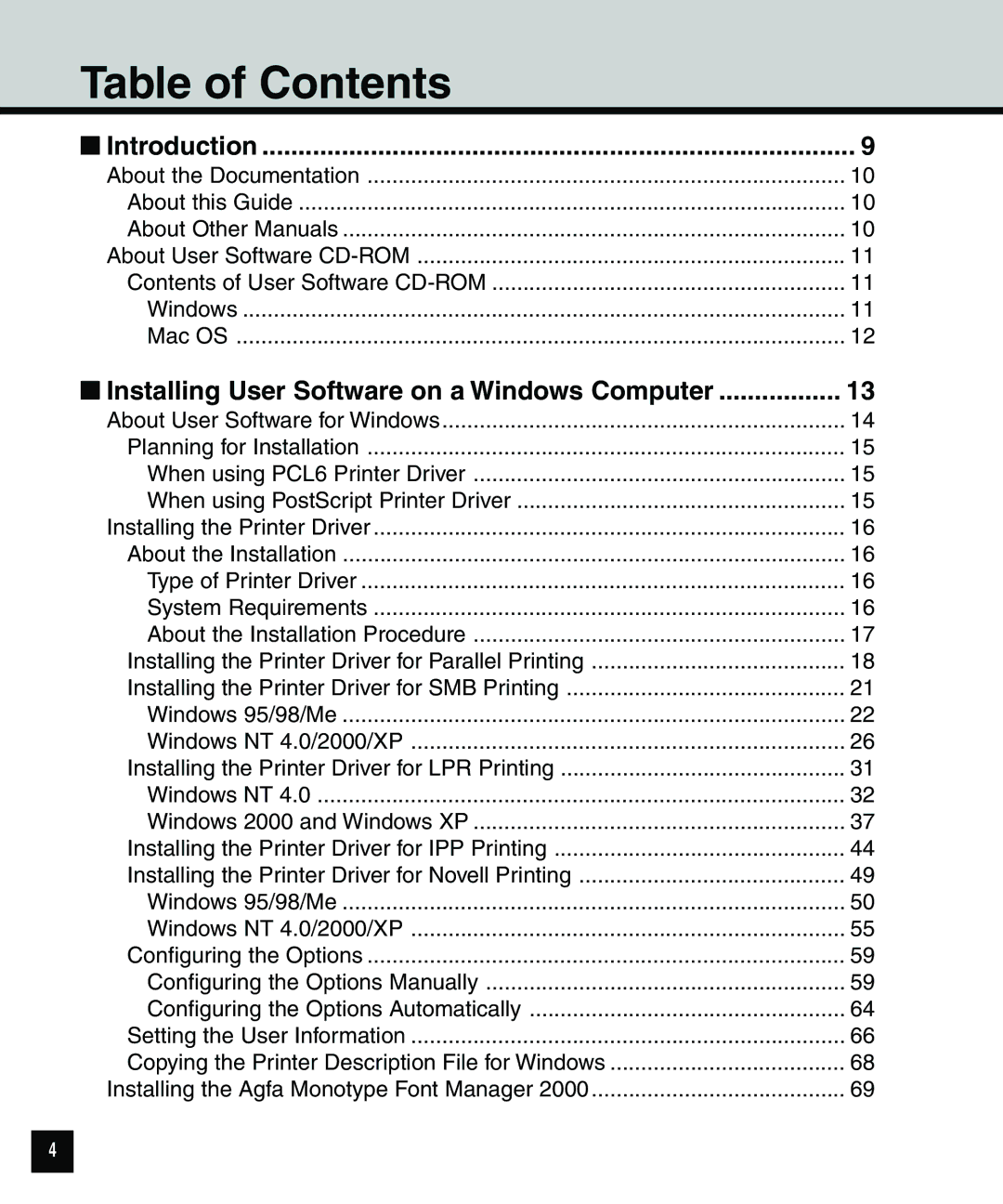 Toshiba 810 manual Table of Contents 