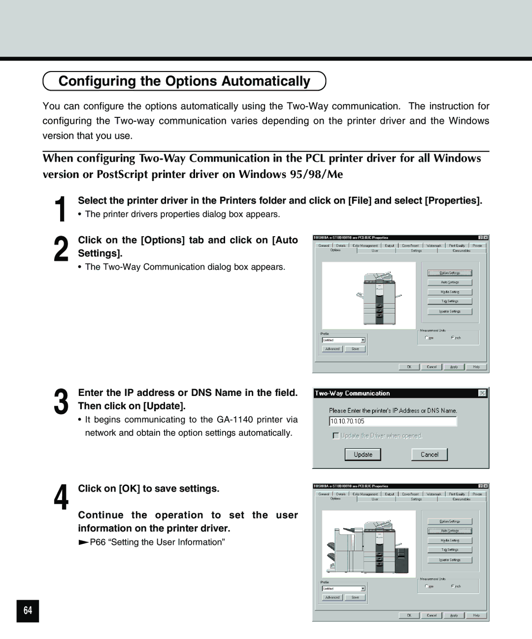 Toshiba 810 manual Configuring the Options Automatically, Click on the Options tab and click on Auto Settings 