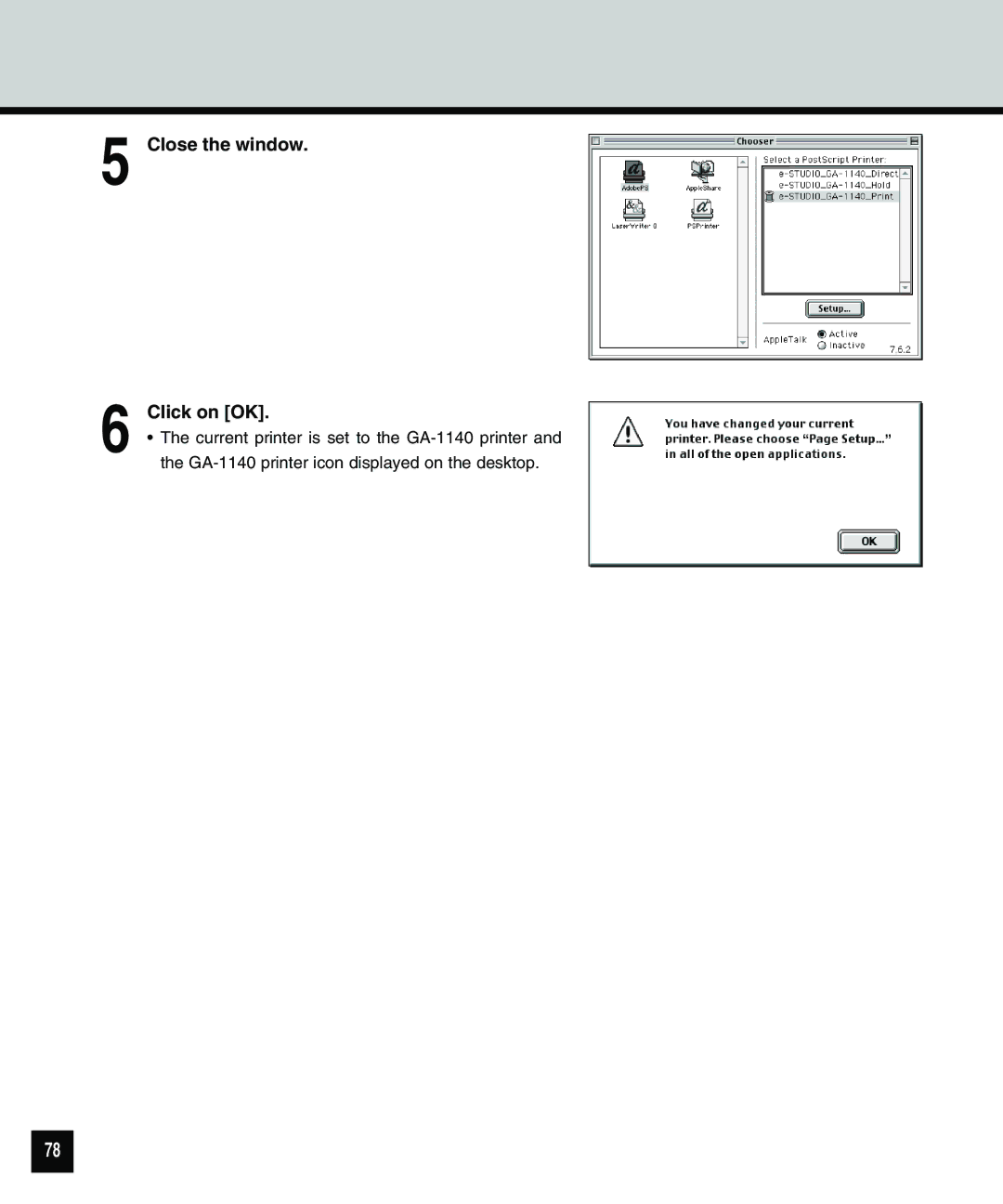 Toshiba 810 manual Close the window Click on OK 