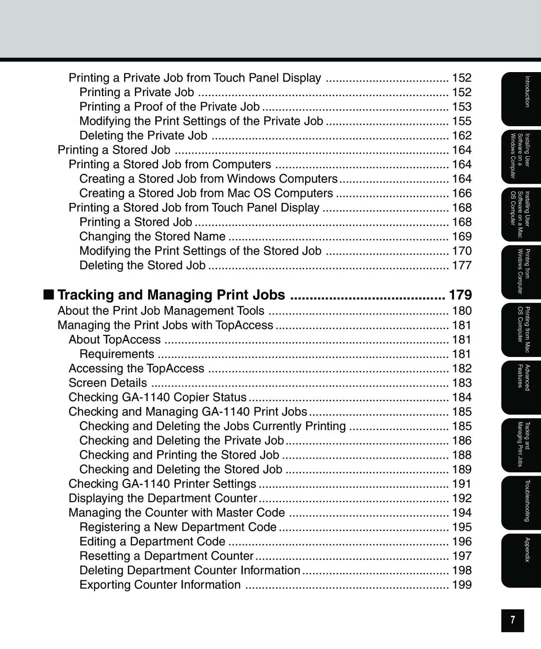 Toshiba 810 manual Tracking and Managing Print Jobs 179 