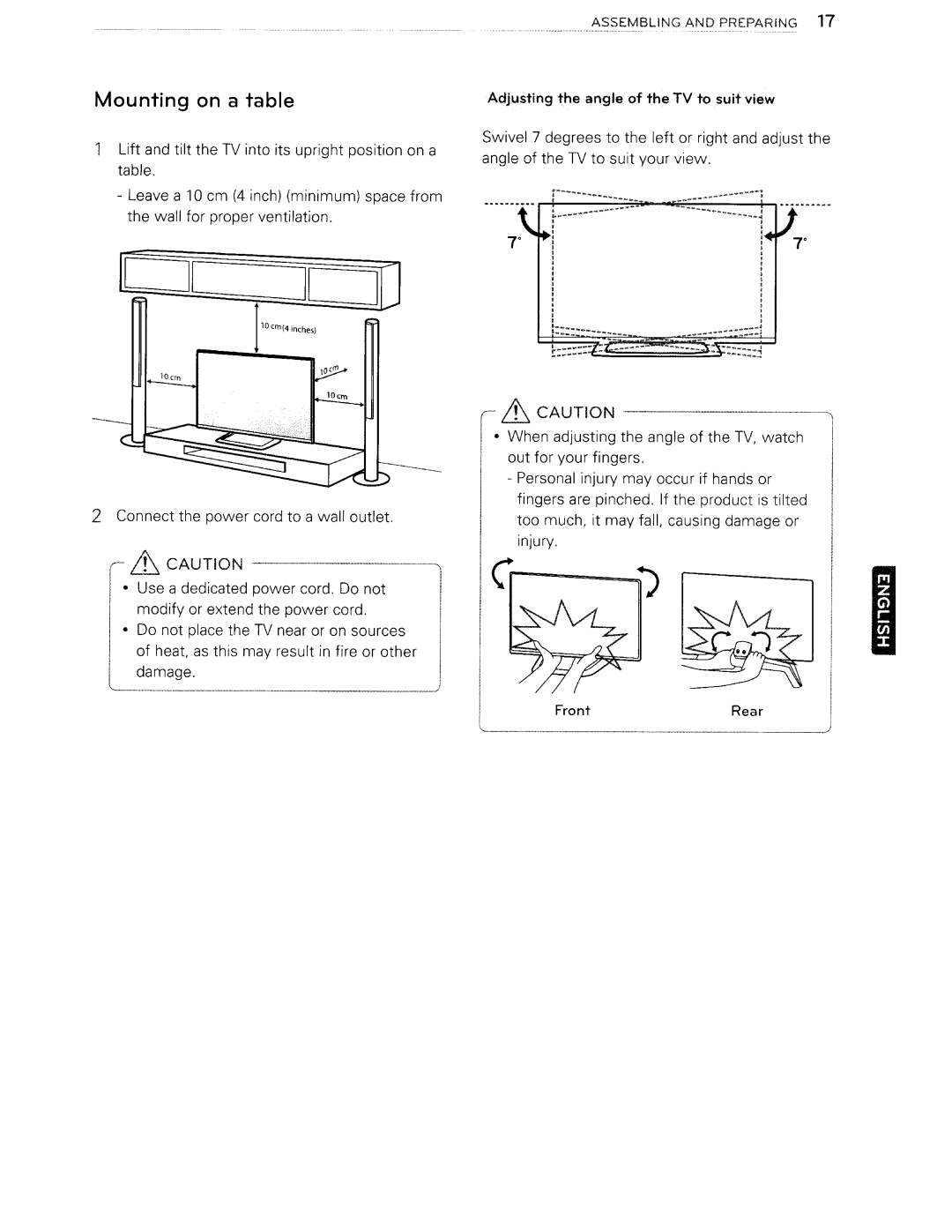 Toshiba 84LM9600 manual Mounting on a table 