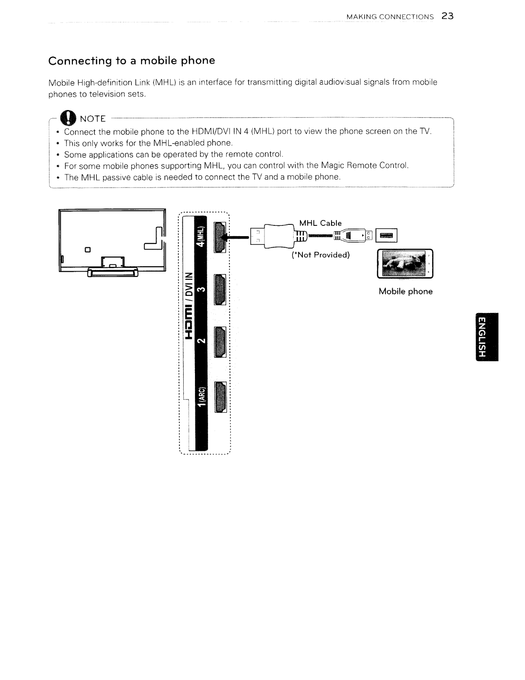 Toshiba 84LM9600 manual Connecting Mobile Phone, Mobile phone 