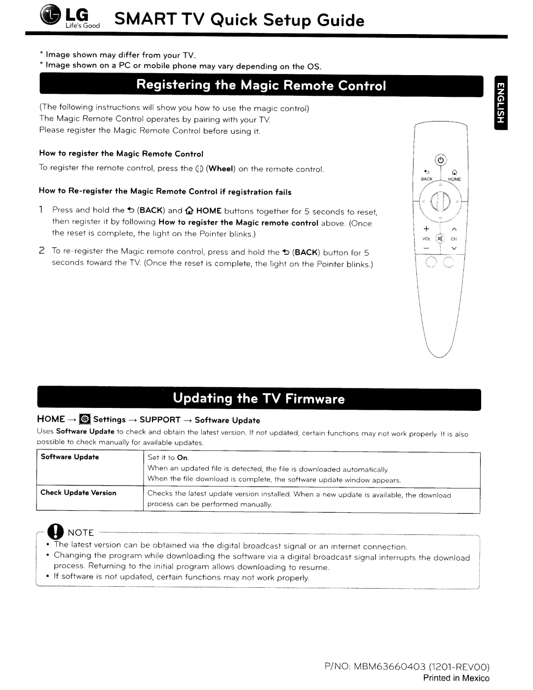 Toshiba 84LM9600 manual Registering the Magic Remote Control, Updating Firmware, Printed 