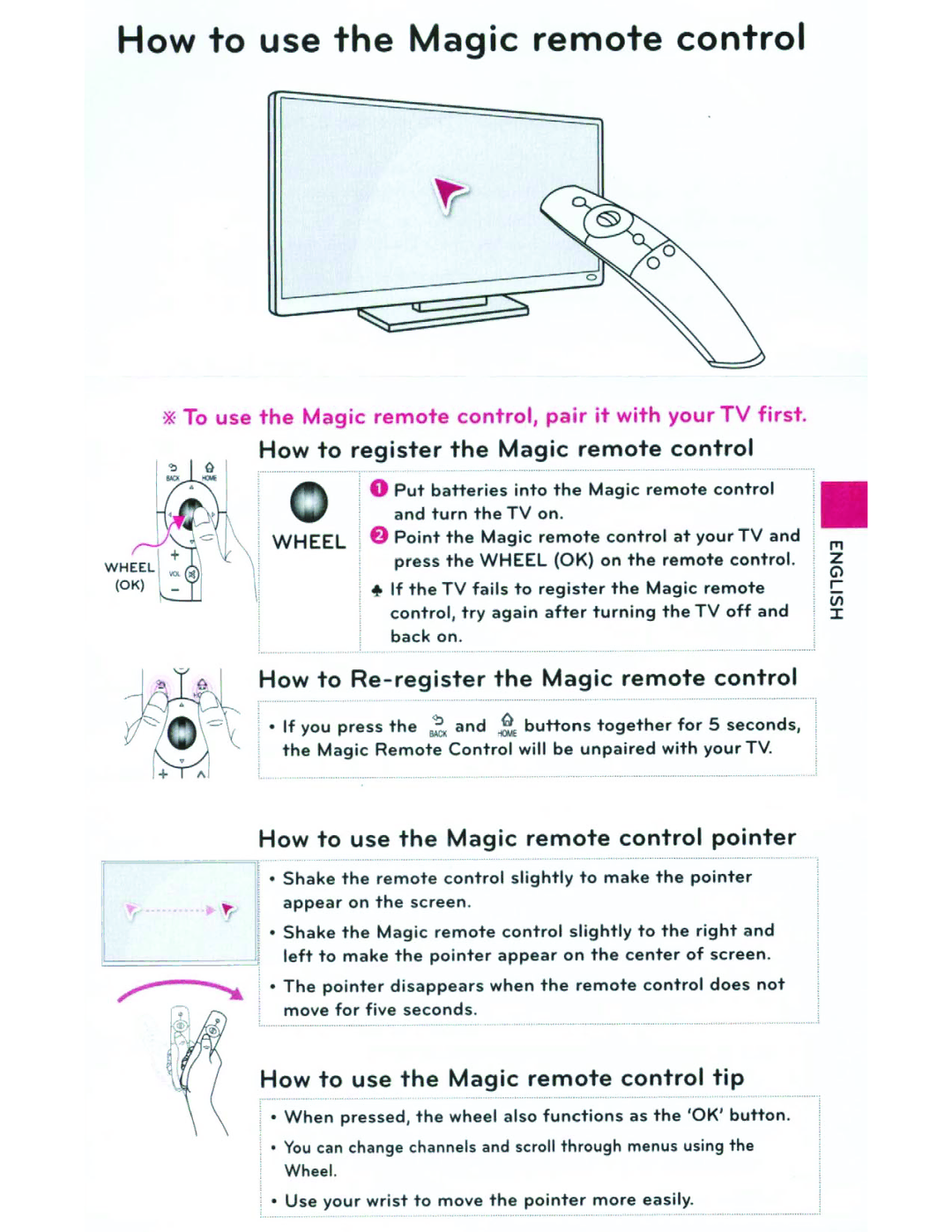 Toshiba 84LM9600 manual How Use Magic Remote Control 