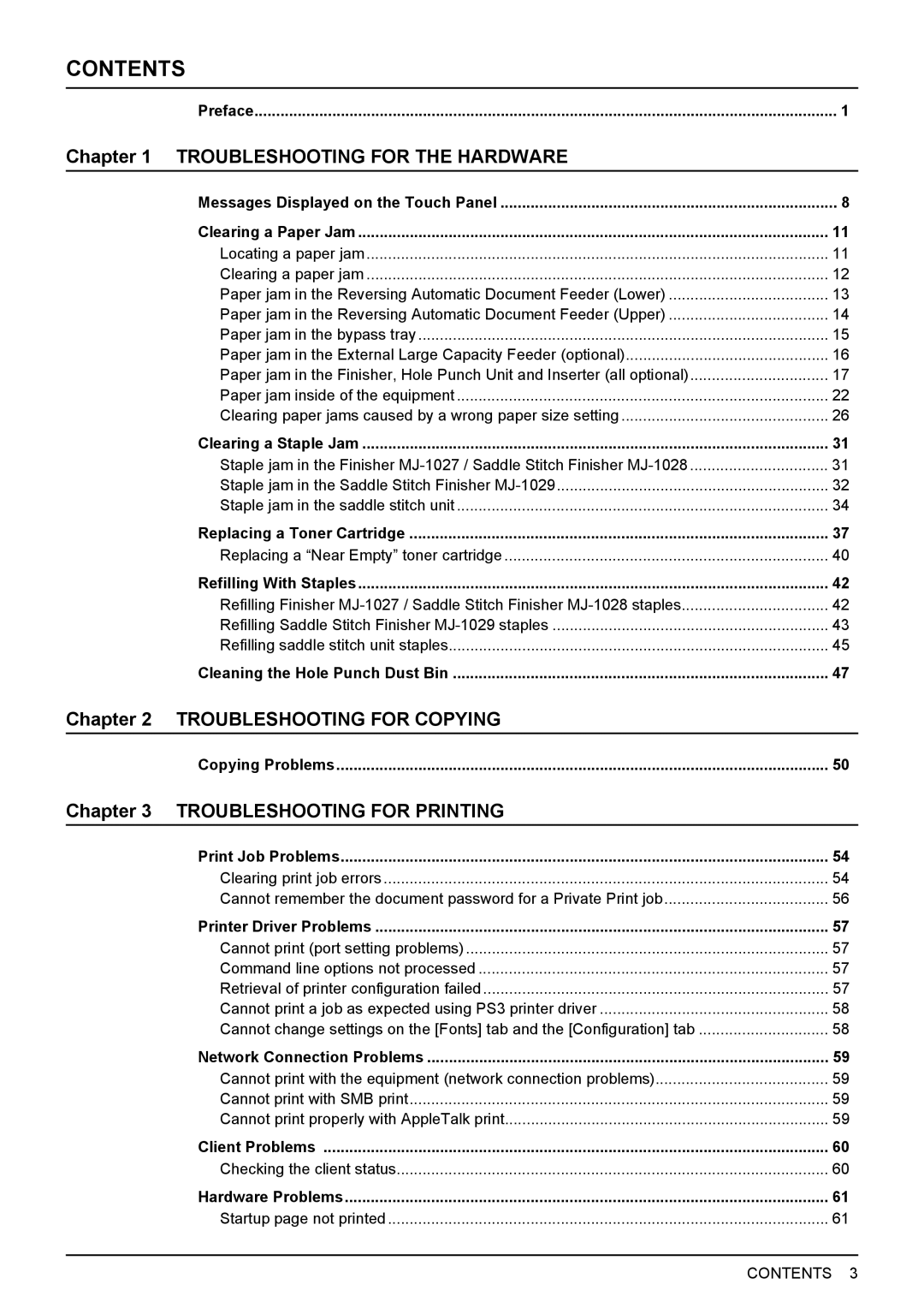 Toshiba 755, 855, 655, 555 manual Contents 