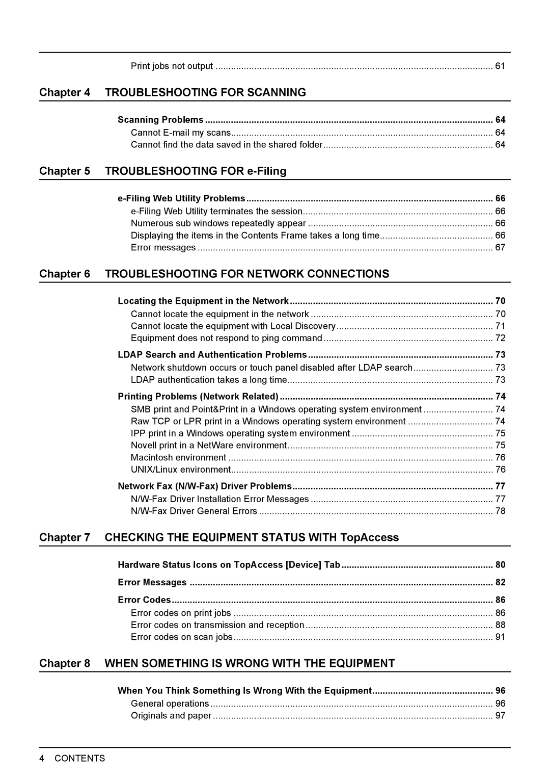 Toshiba 655, 855, 755, 555 manual Troubleshooting for Scanning 