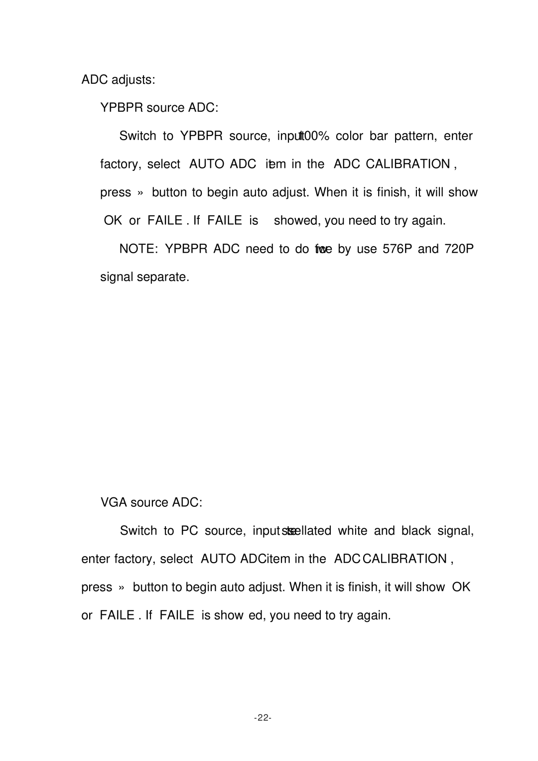 Toshiba 8M26C service manual ADC adjusts 