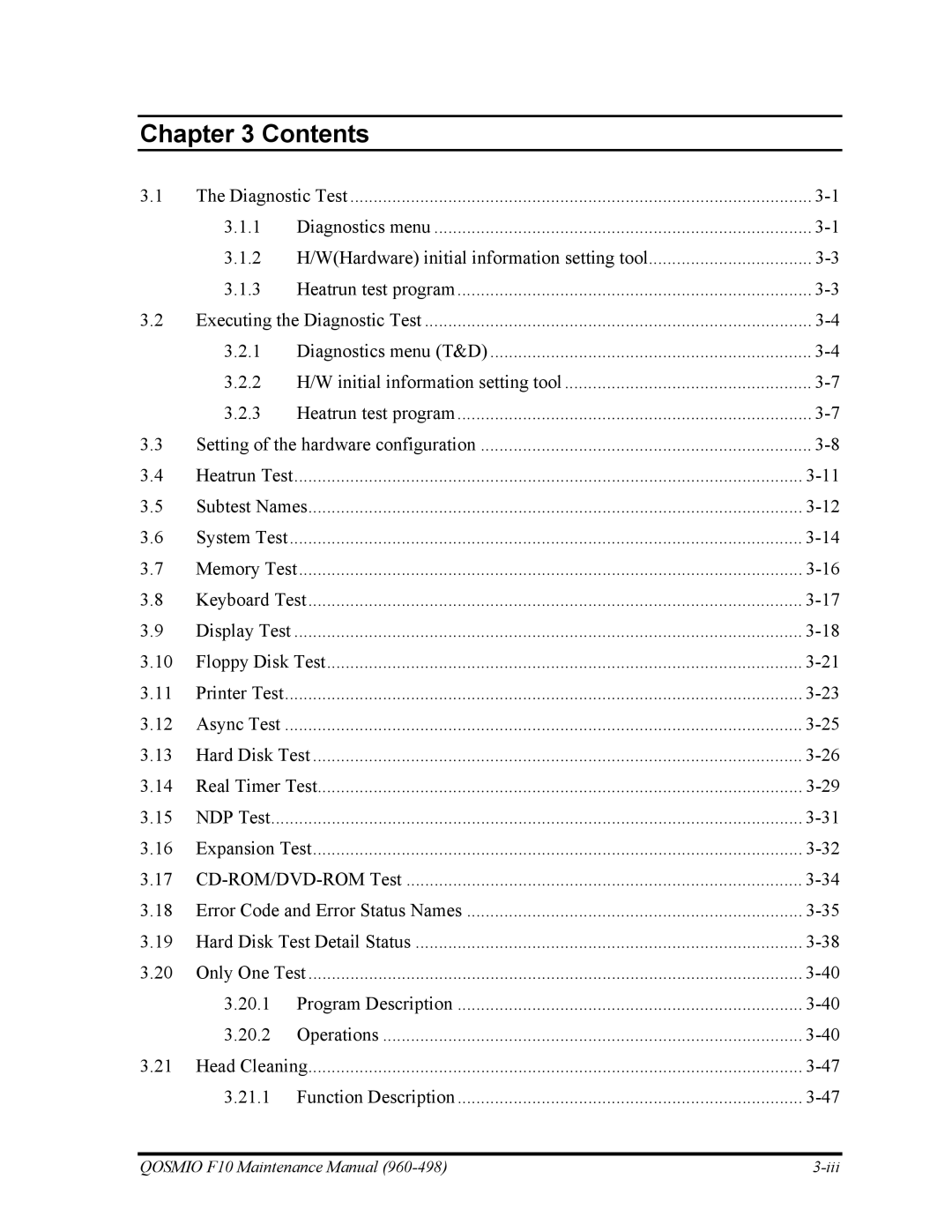 Toshiba 960-498 manual Qosmio F10 Maintenance Manual Iii 