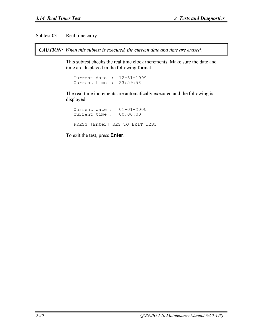 Toshiba 960-498 manual Real Timer Test Tests and Diagnostics 