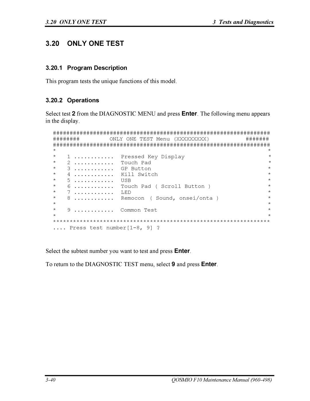 Toshiba 960-498 manual Program Description, Operations 